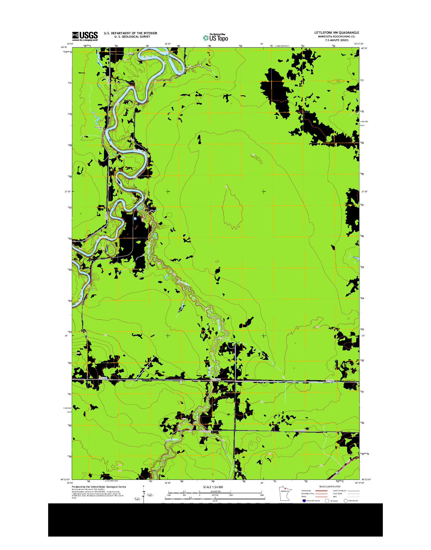 USGS US TOPO 7.5-MINUTE MAP FOR LITTLEFORK NW, MN 2013