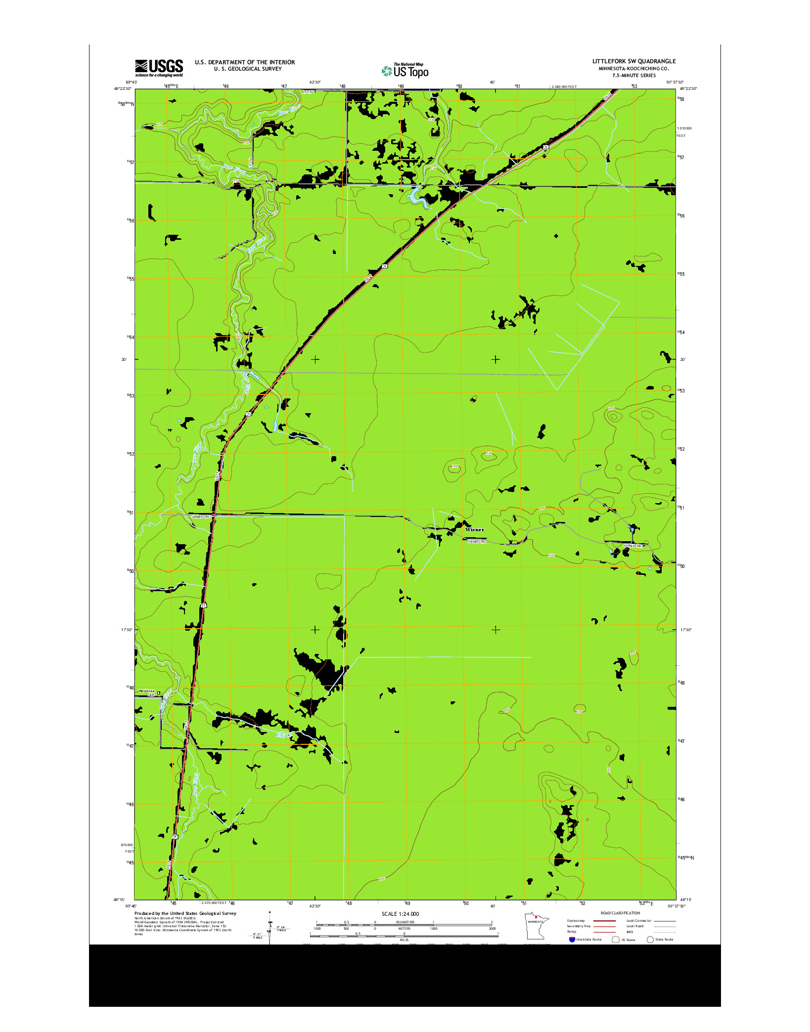 USGS US TOPO 7.5-MINUTE MAP FOR LITTLEFORK SW, MN 2013