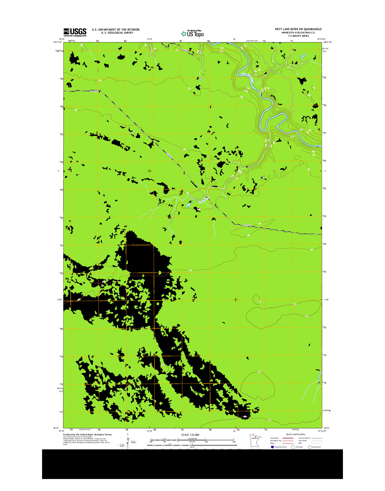 USGS US TOPO 7.5-MINUTE MAP FOR NETT LAKE RIVER SW, MN 2013