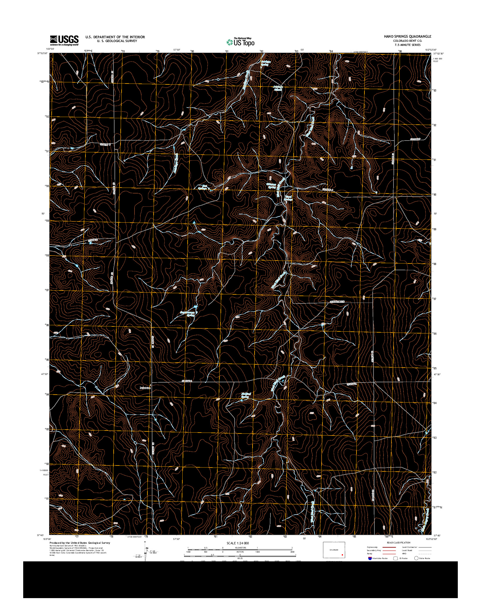 USGS US TOPO 7.5-MINUTE MAP FOR HAND SPRINGS, CO 2013