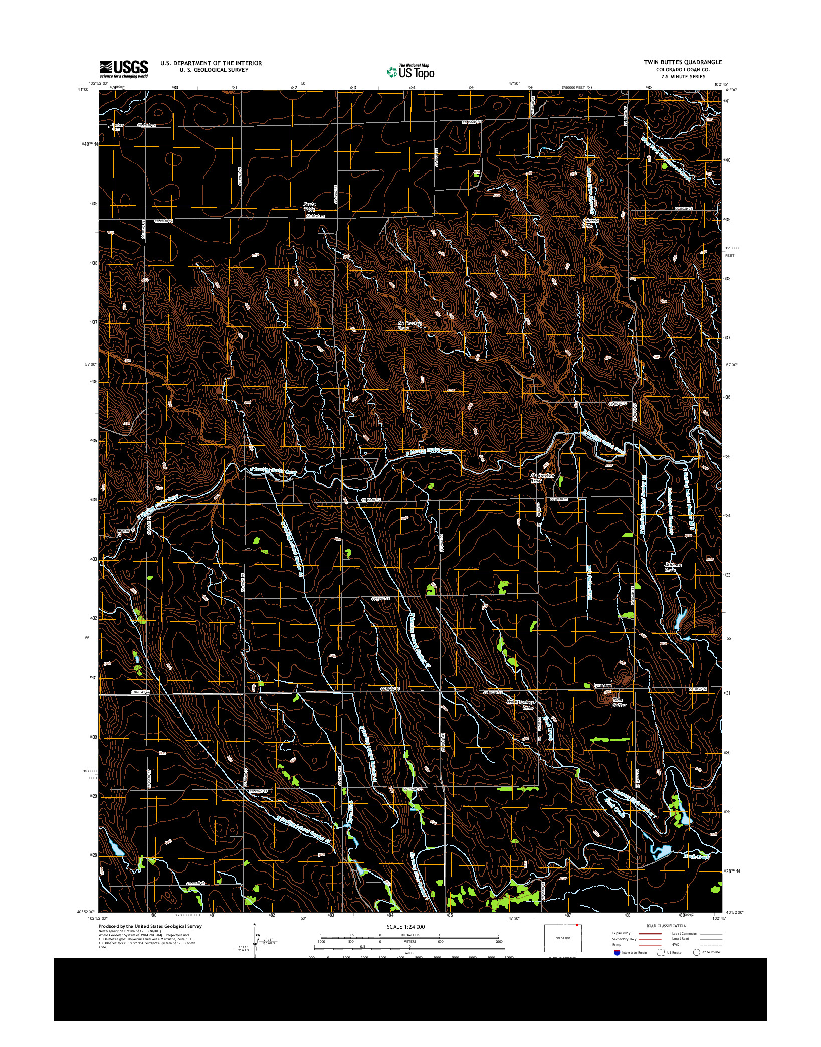 USGS US TOPO 7.5-MINUTE MAP FOR TWIN BUTTES, CO 2013