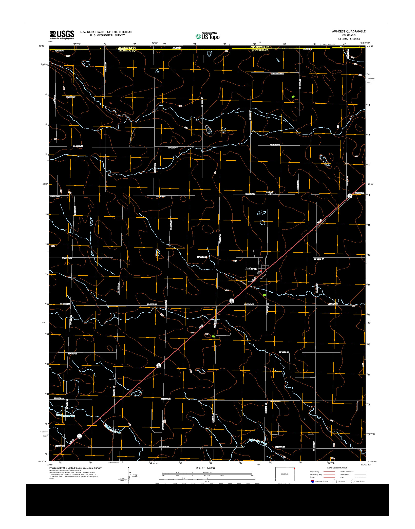 USGS US TOPO 7.5-MINUTE MAP FOR AMHERST, CO 2013