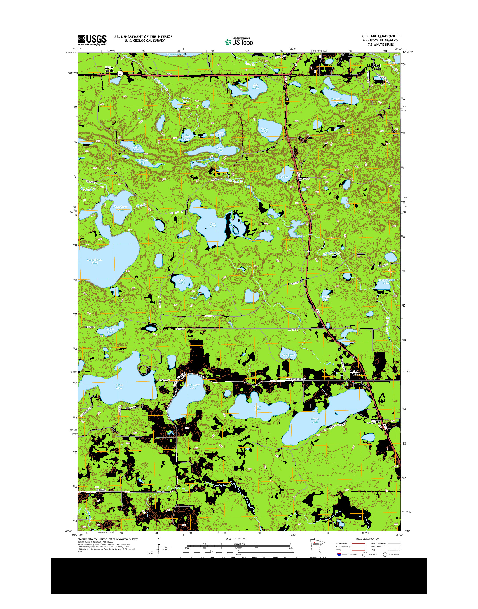 USGS US TOPO 7.5-MINUTE MAP FOR RED LAKE, MN 2013