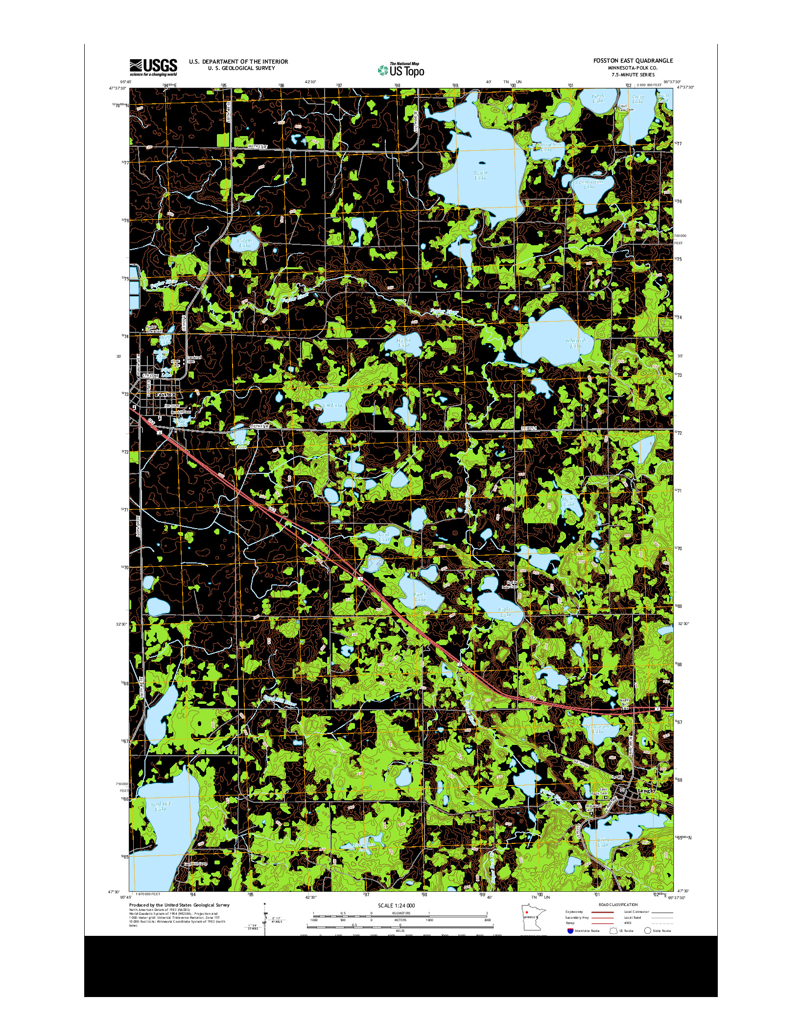 USGS US TOPO 7.5-MINUTE MAP FOR FOSSTON EAST, MN 2013