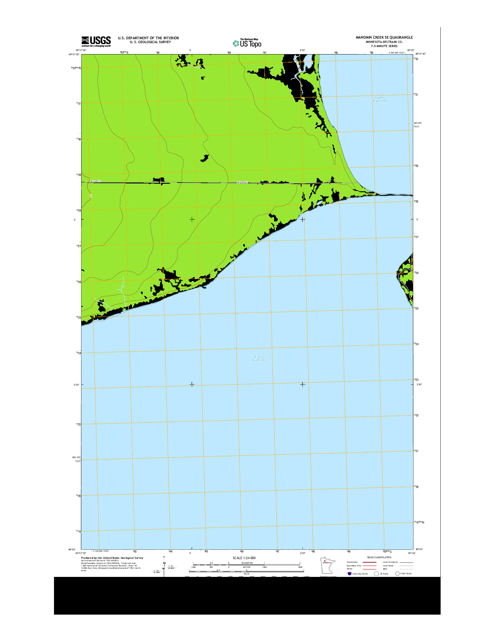 USGS US TOPO 7.5-MINUTE MAP FOR MANOMIN CREEK SE, MN 2013