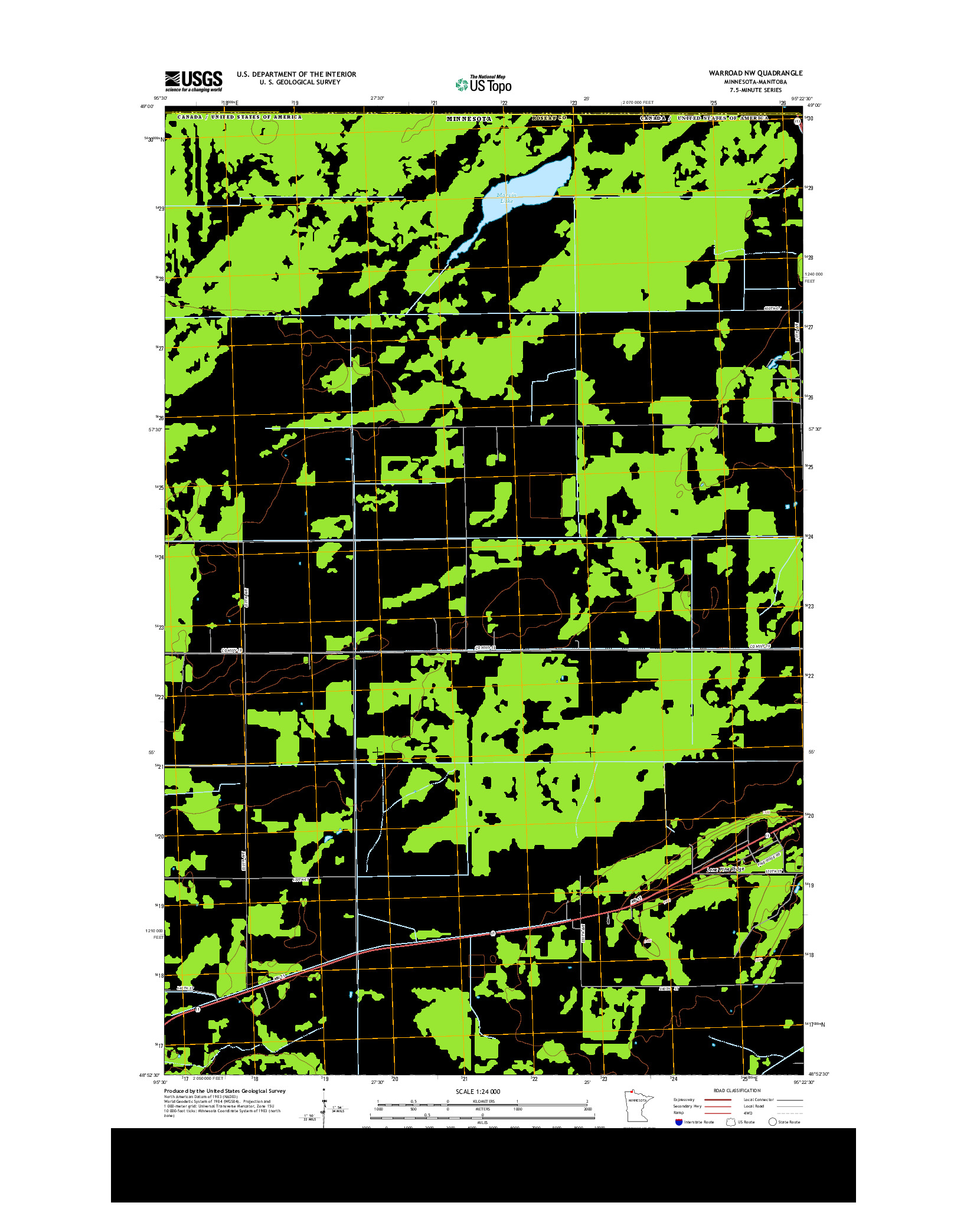 USGS US TOPO 7.5-MINUTE MAP FOR WARROAD NW, MN-MB 2013