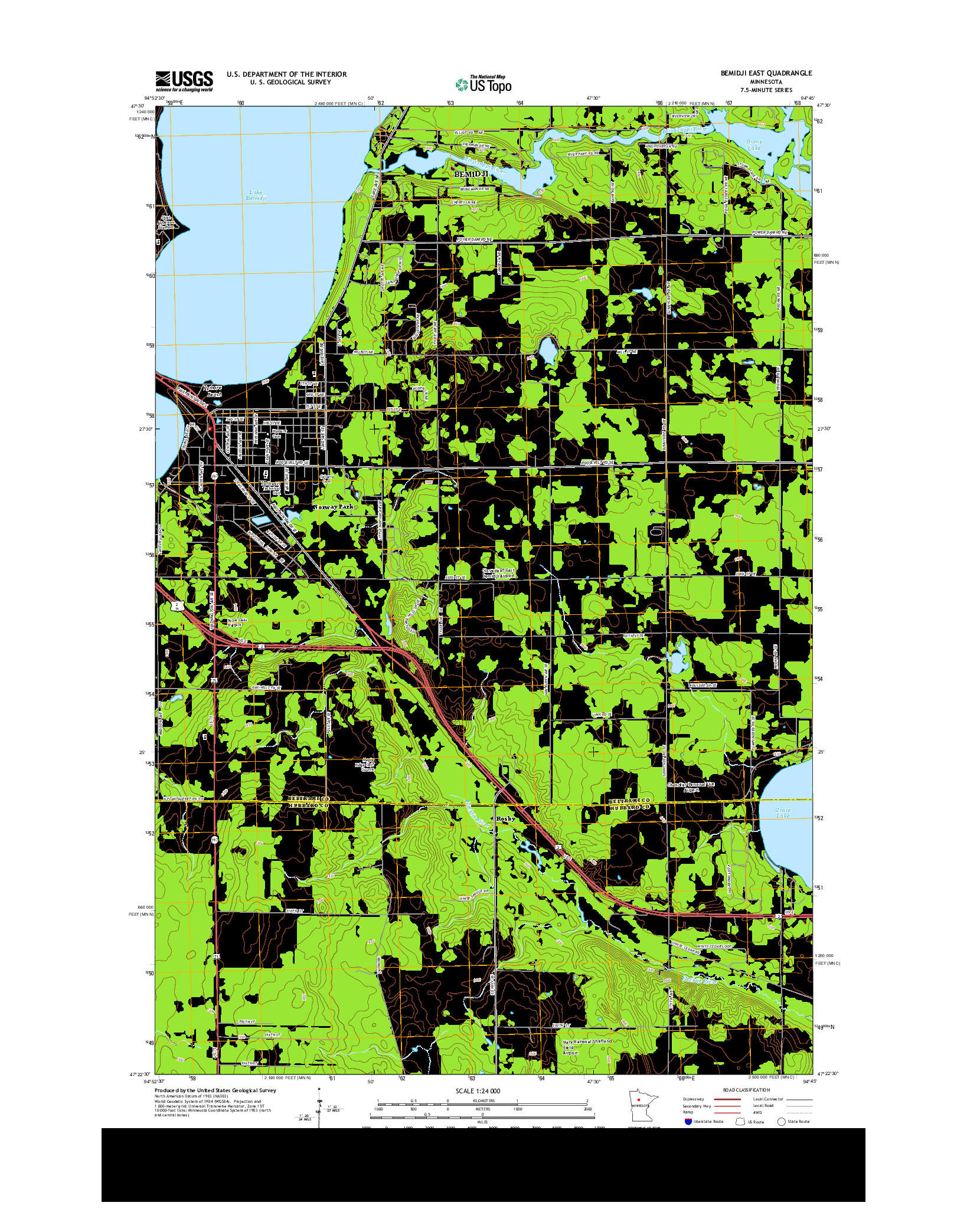 USGS US TOPO 7.5-MINUTE MAP FOR BEMIDJI EAST, MN 2013