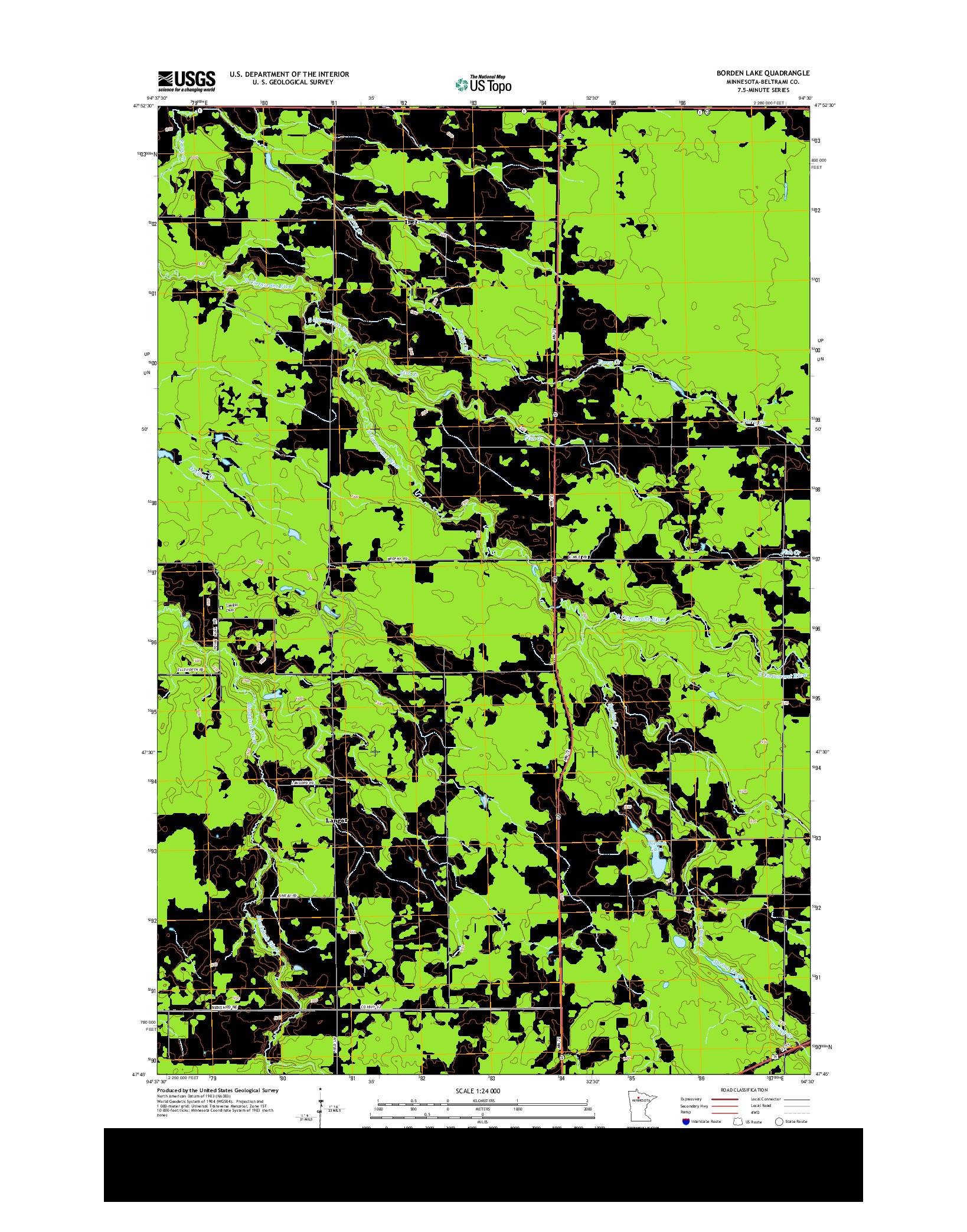 USGS US TOPO 7.5-MINUTE MAP FOR BORDEN LAKE, MN 2013