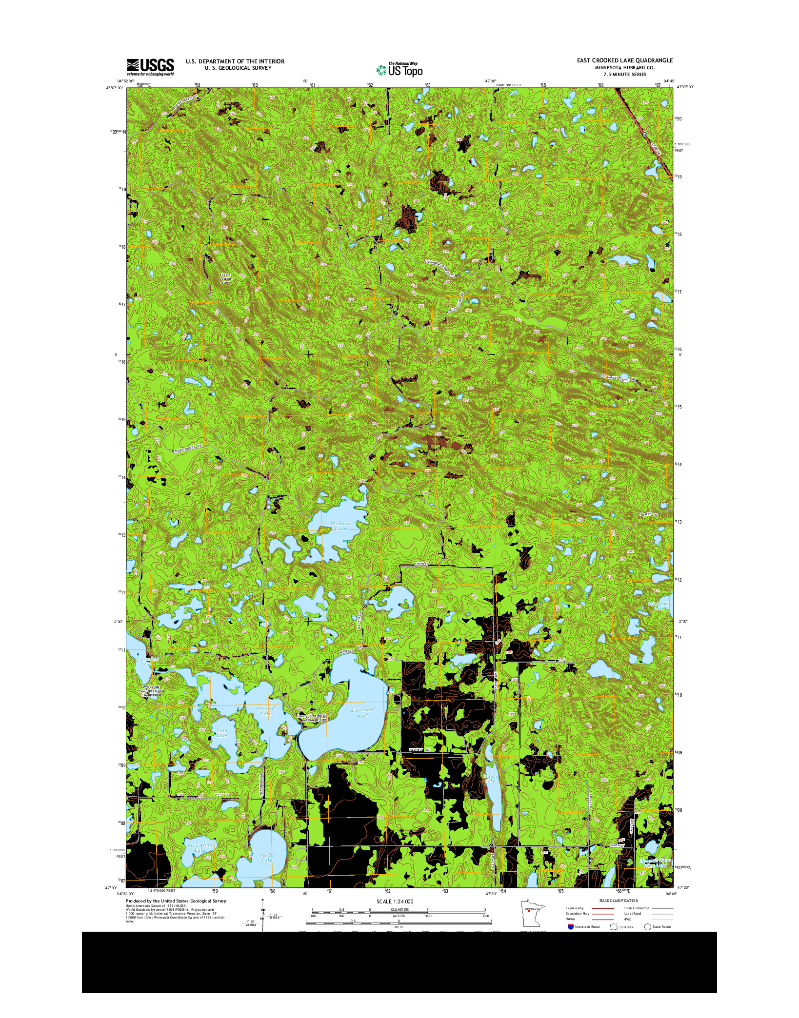 USGS US TOPO 7.5-MINUTE MAP FOR EAST CROOKED LAKE, MN 2013