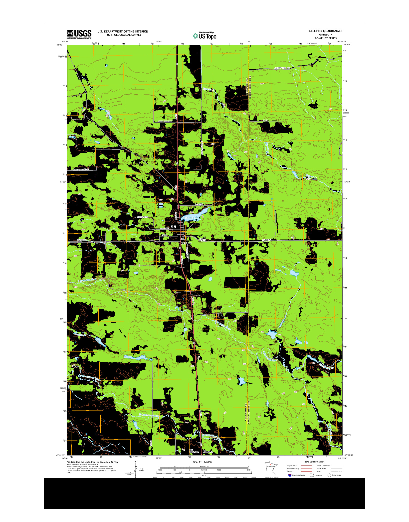 USGS US TOPO 7.5-MINUTE MAP FOR KELLIHER, MN 2013