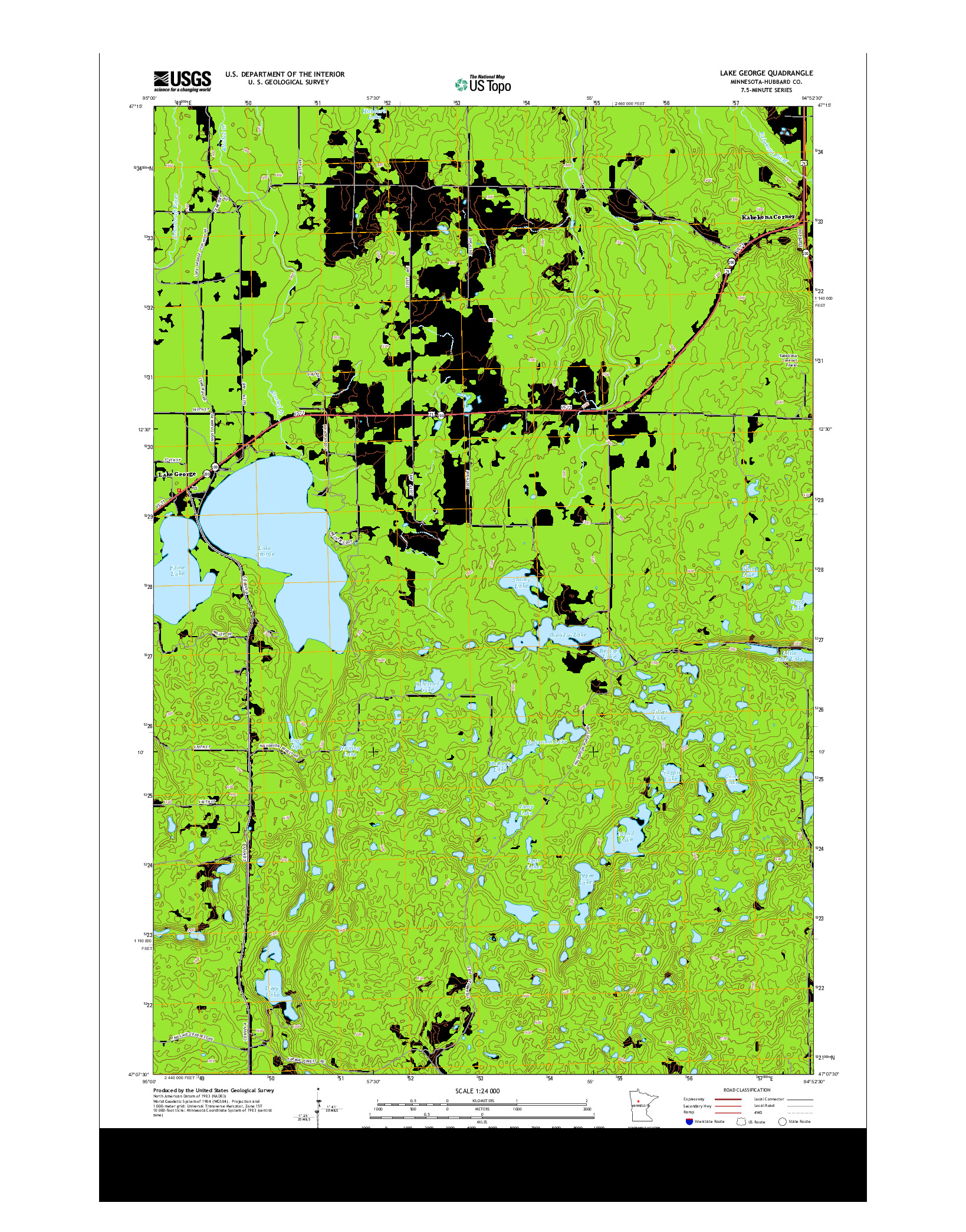 USGS US TOPO 7.5-MINUTE MAP FOR LAKE GEORGE, MN 2013