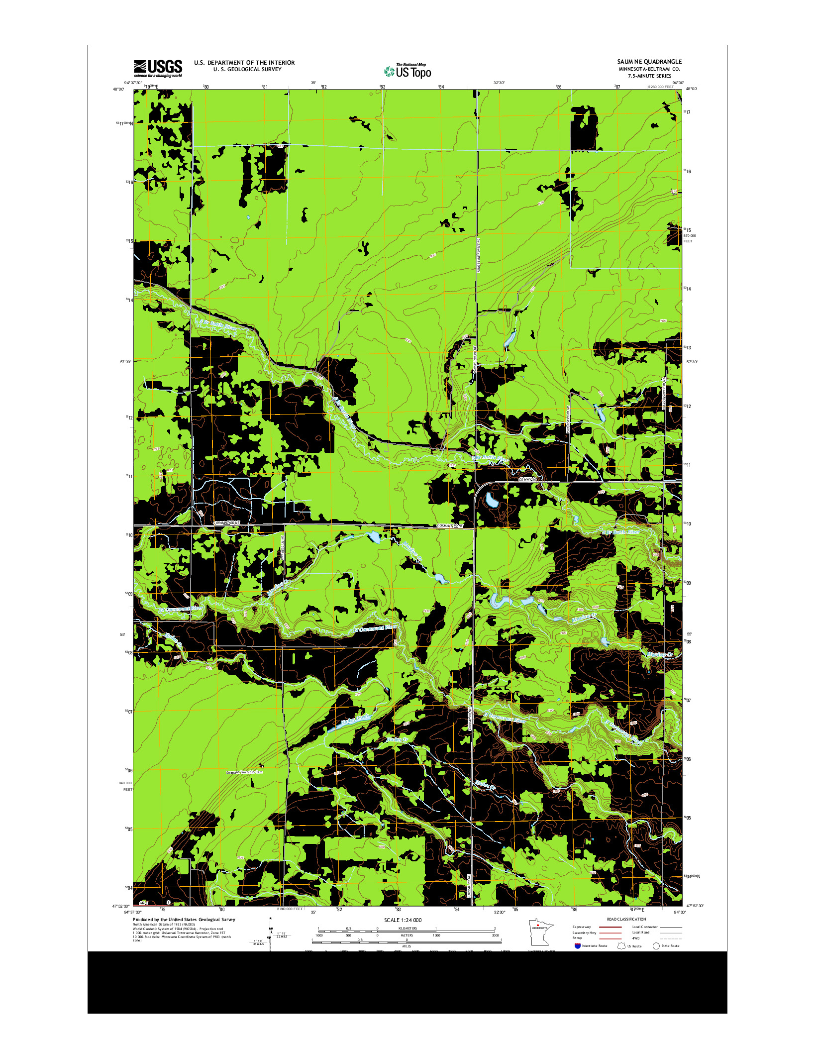 USGS US TOPO 7.5-MINUTE MAP FOR SAUM NE, MN 2013