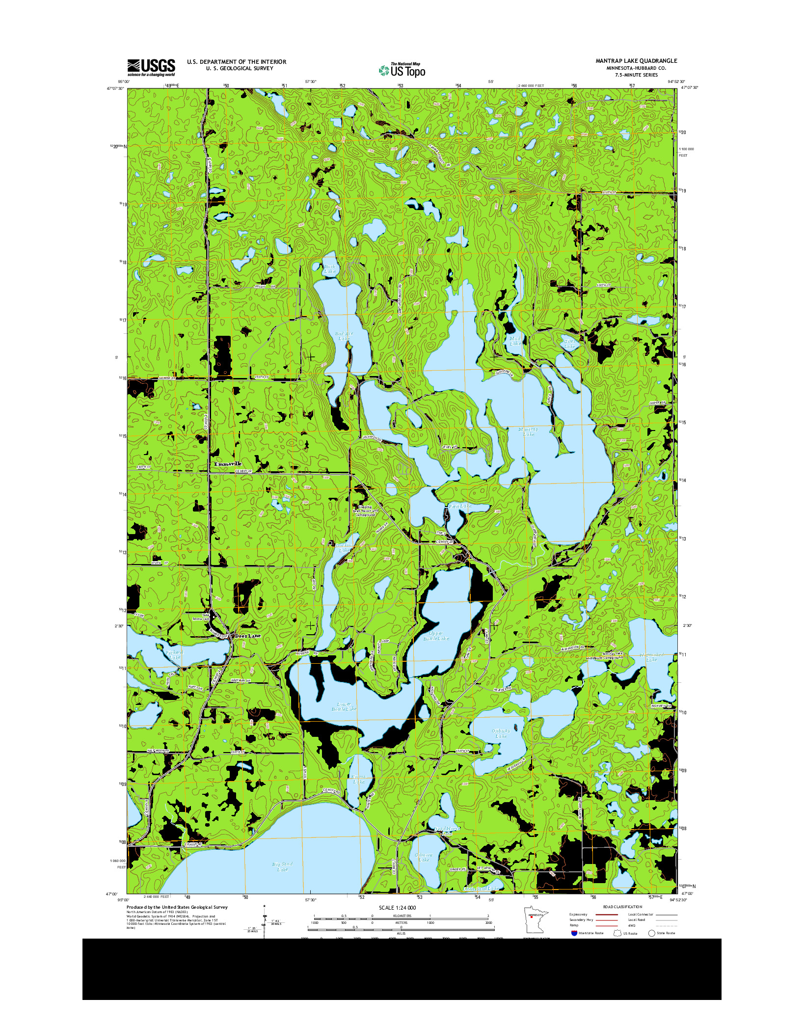 USGS US TOPO 7.5-MINUTE MAP FOR MANTRAP LAKE, MN 2013