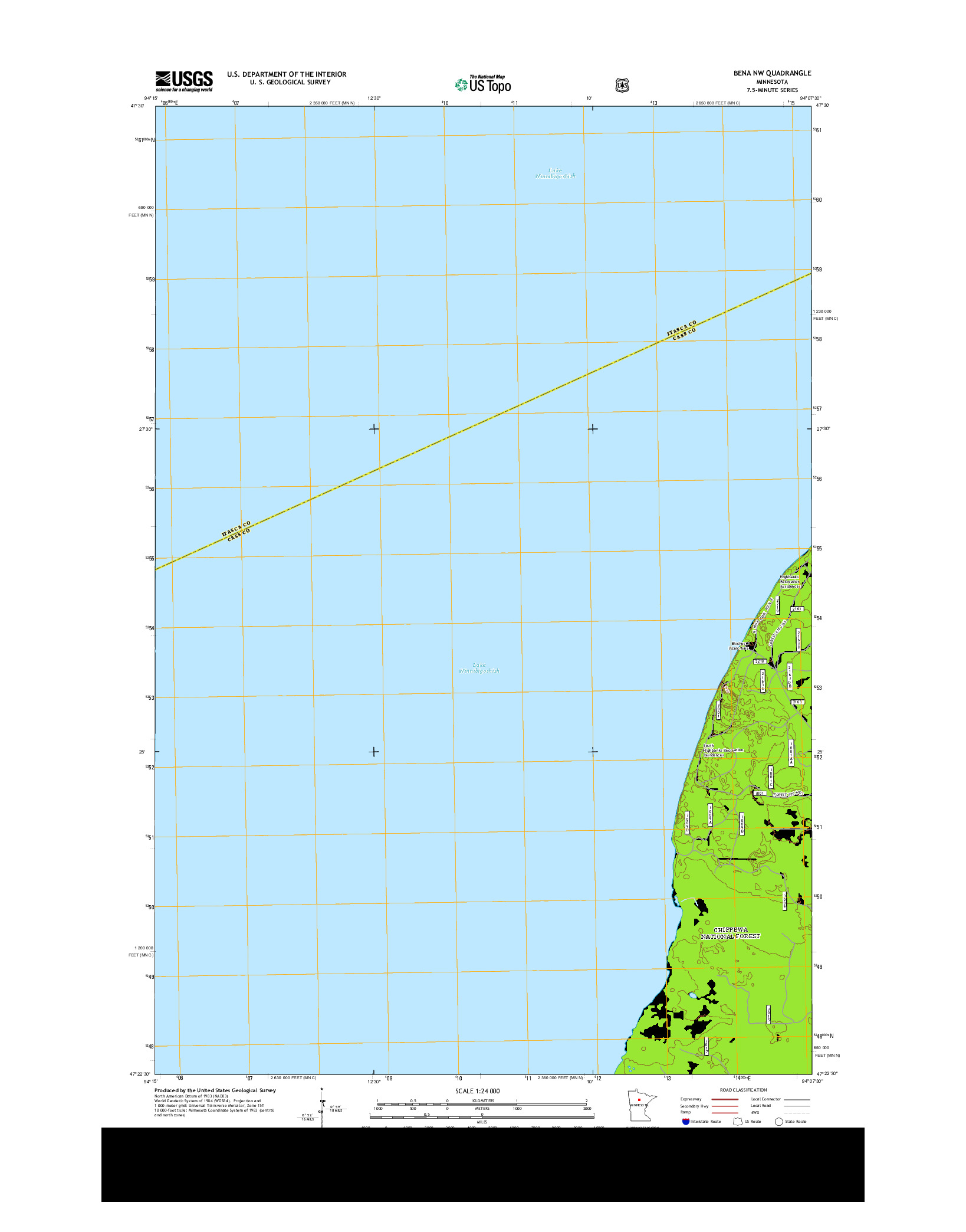 USGS US TOPO 7.5-MINUTE MAP FOR BENA NW, MN 2013