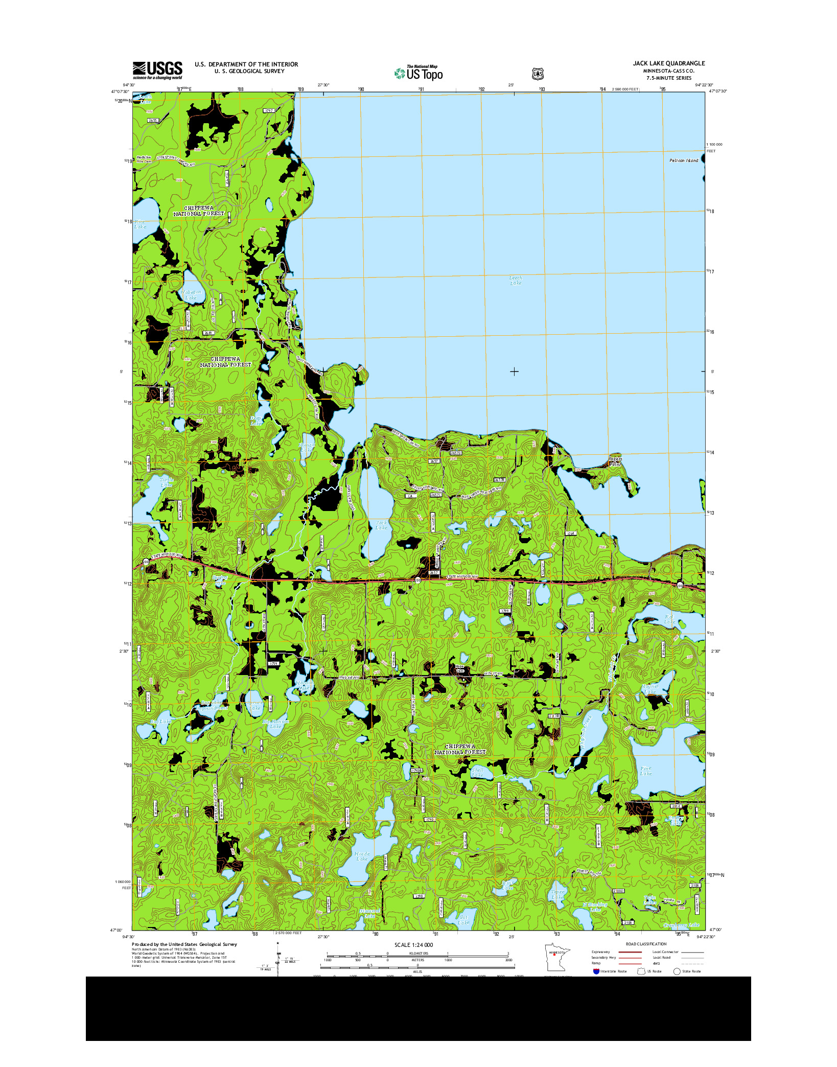 USGS US TOPO 7.5-MINUTE MAP FOR JACK LAKE, MN 2013