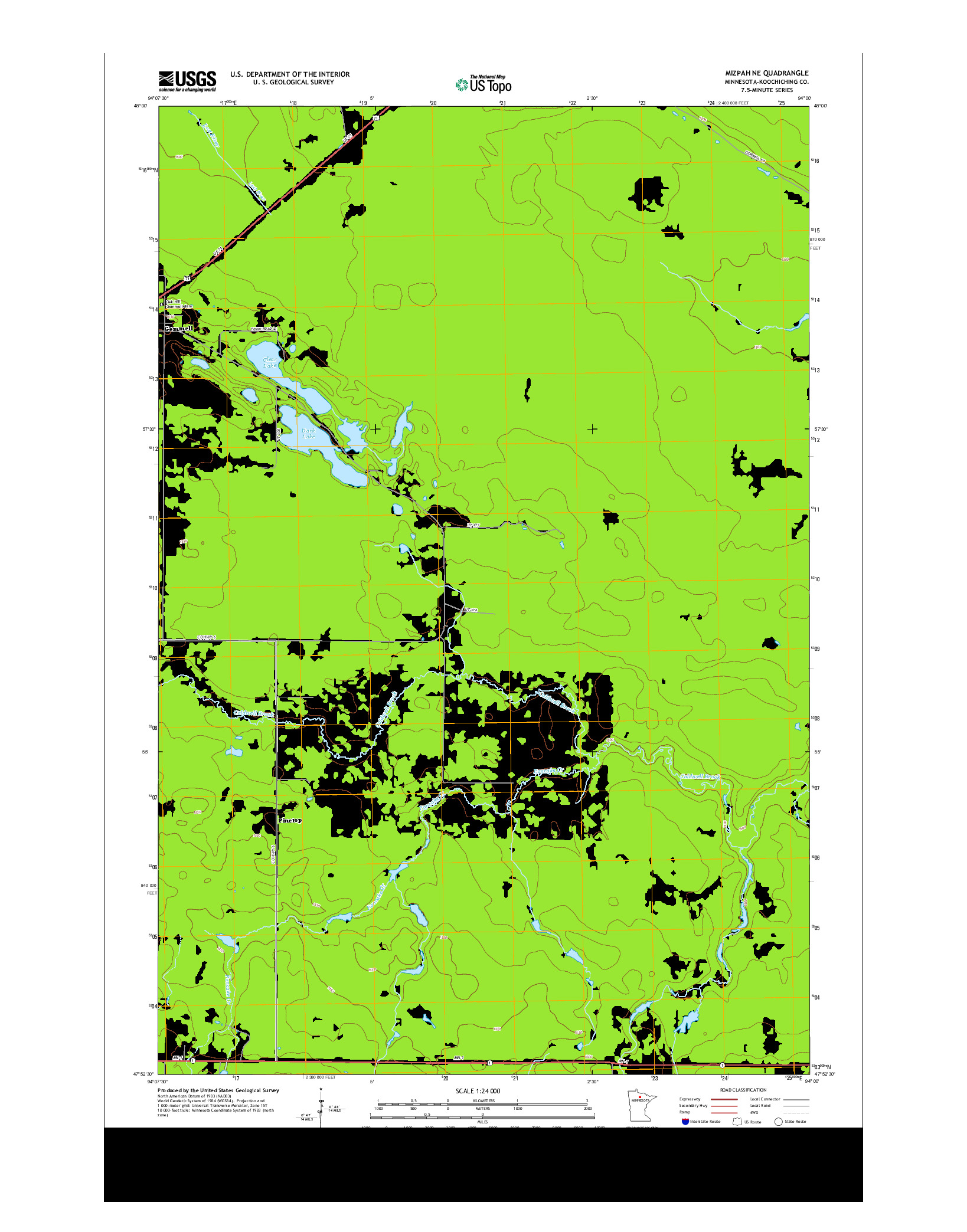USGS US TOPO 7.5-MINUTE MAP FOR MIZPAH NE, MN 2013