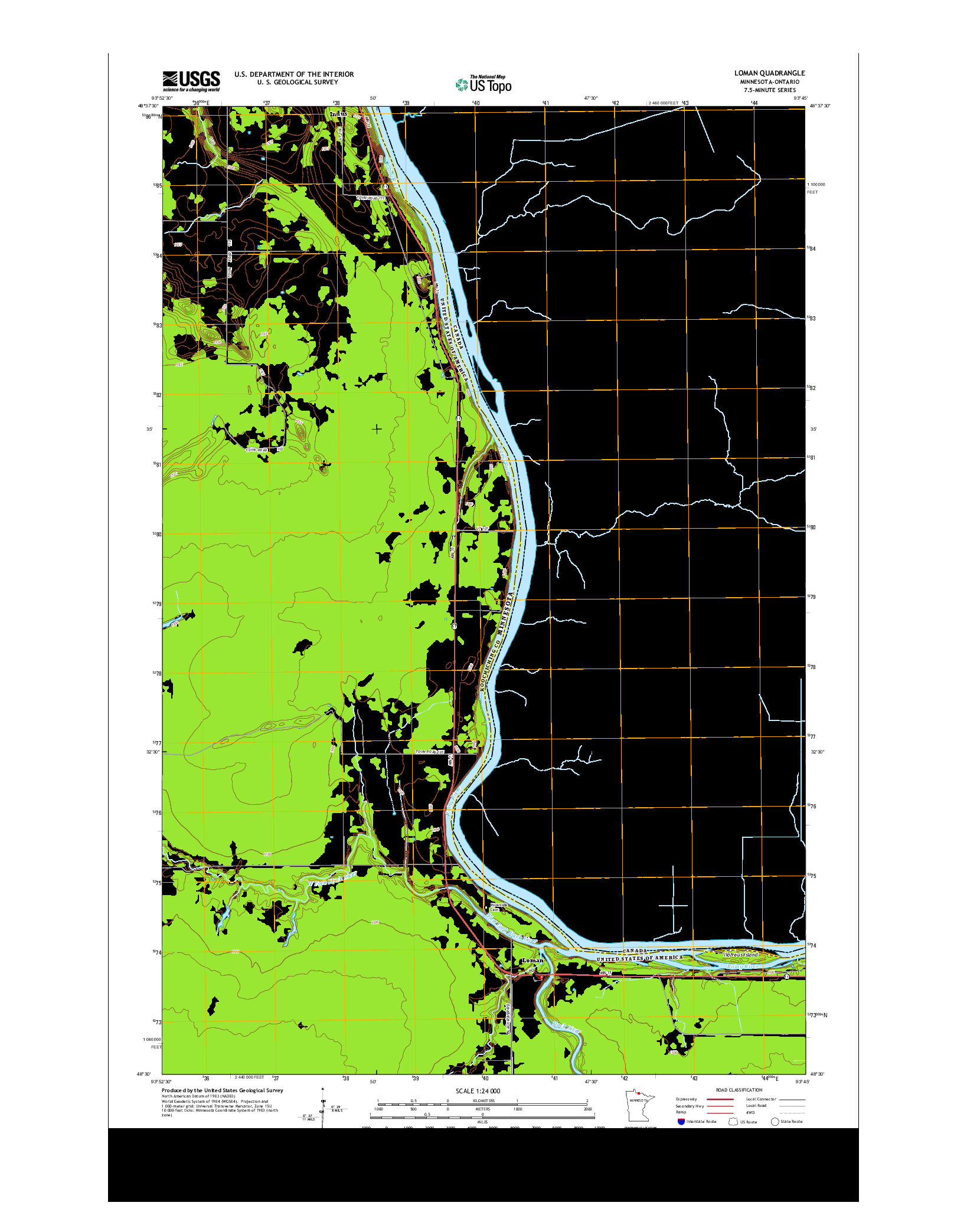 USGS US TOPO 7.5-MINUTE MAP FOR LOMAN, MN-ON 2013