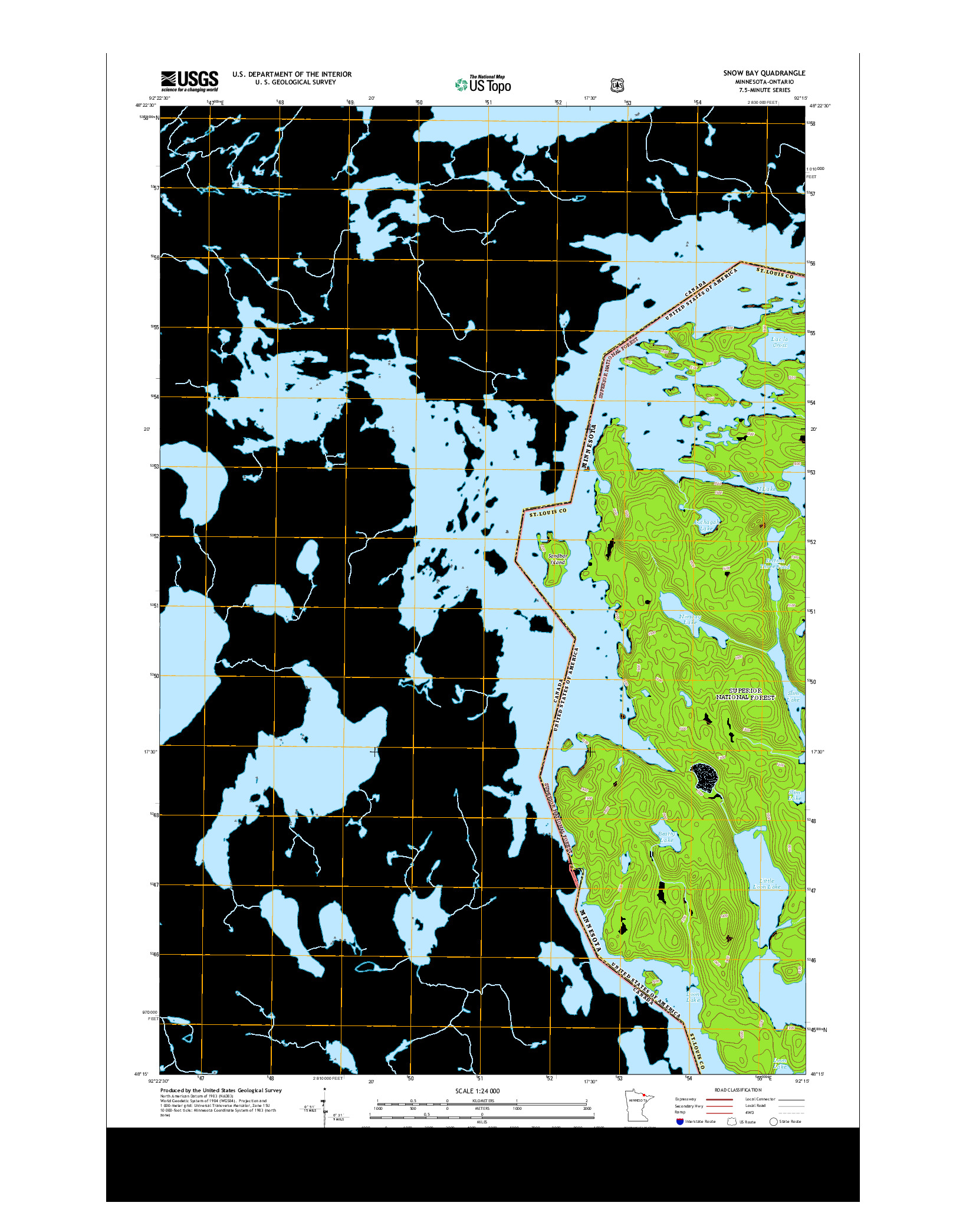 USGS US TOPO 7.5-MINUTE MAP FOR SNOW BAY, MN-ON 2013