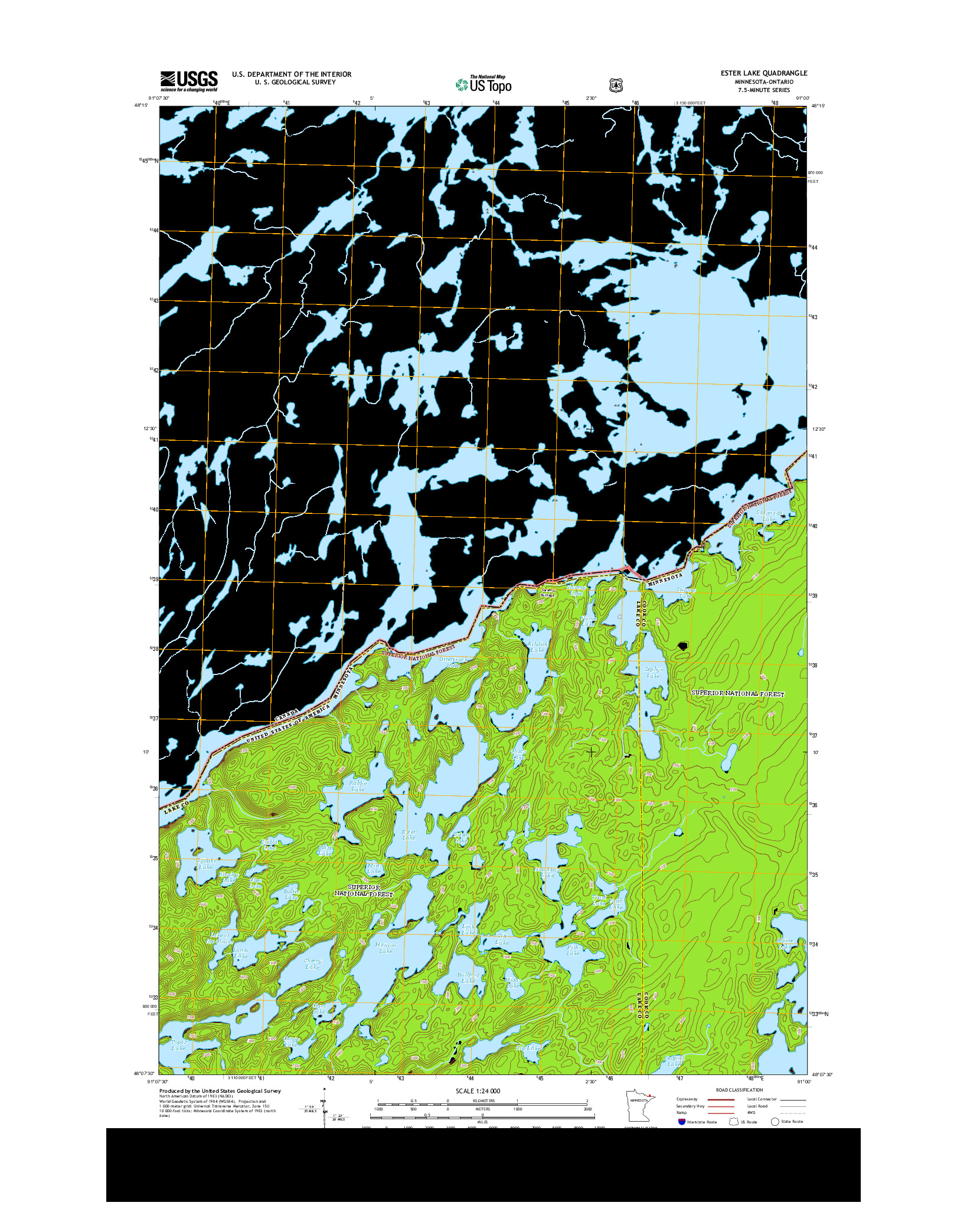 USGS US TOPO 7.5-MINUTE MAP FOR ESTER LAKE, MN-ON 2013
