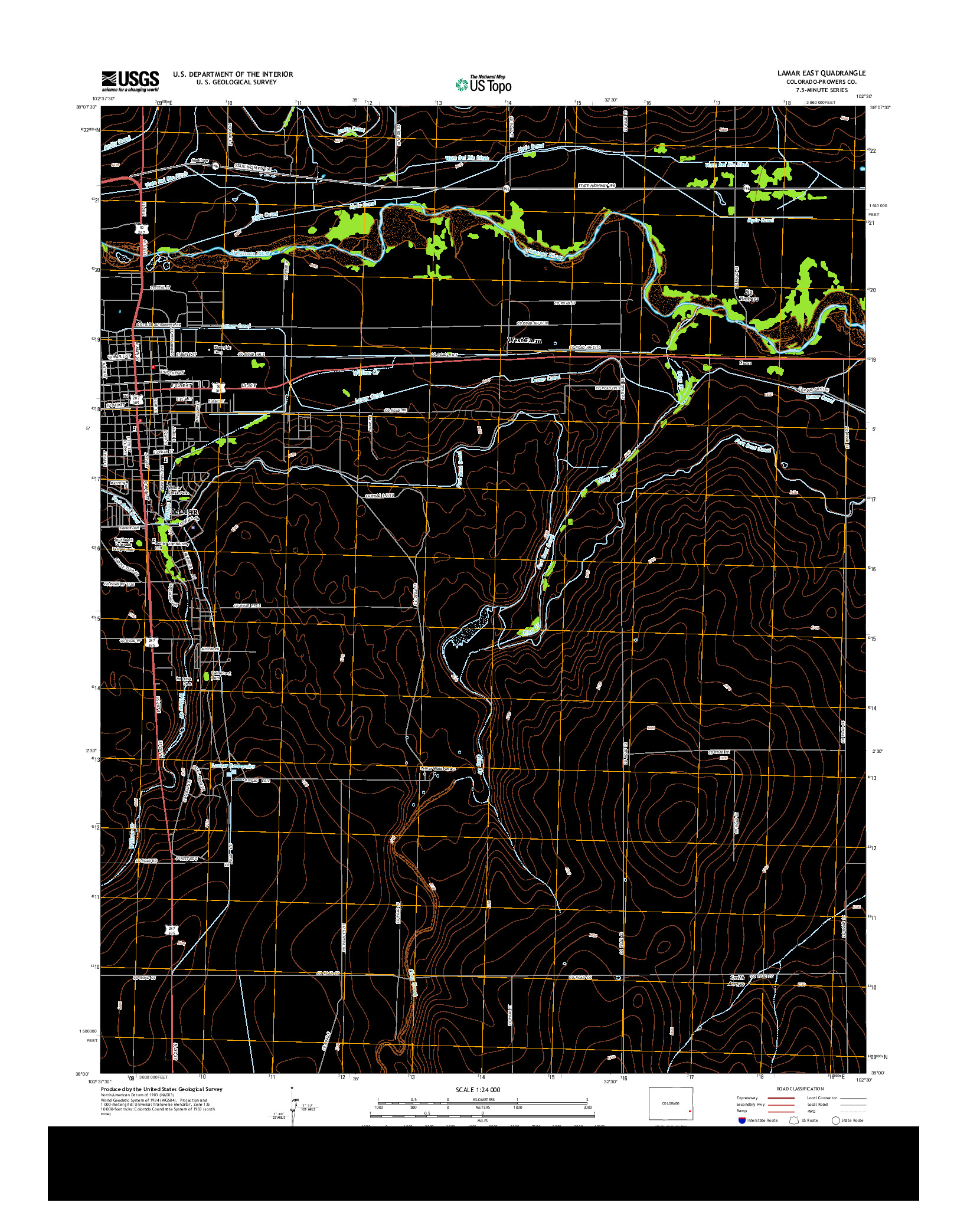 USGS US TOPO 7.5-MINUTE MAP FOR LAMAR EAST, CO 2013