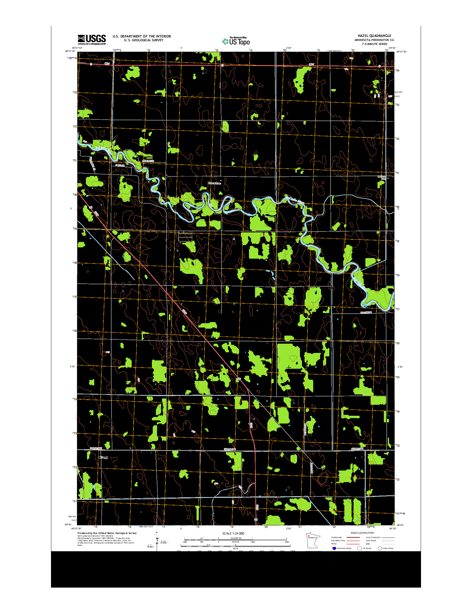 USGS US TOPO 7.5-MINUTE MAP FOR HAZEL, MN 2013