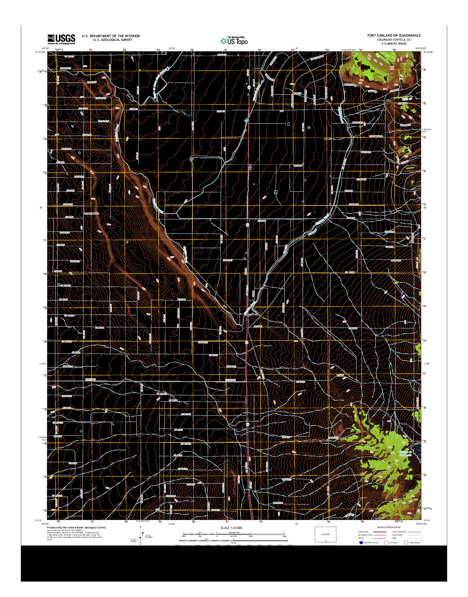 USGS US TOPO 7.5-MINUTE MAP FOR FORT GARLAND SW, CO 2013