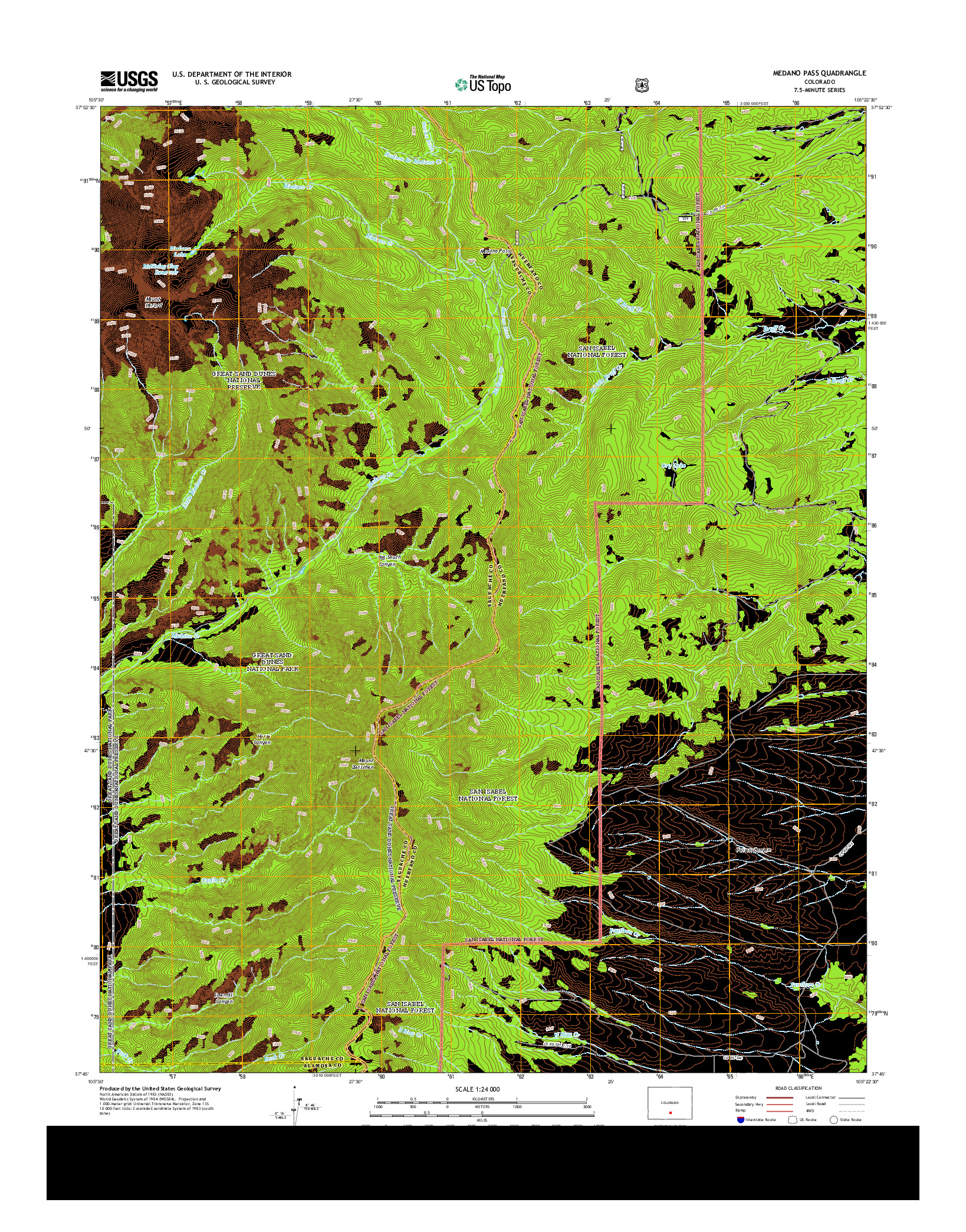 USGS US TOPO 7.5-MINUTE MAP FOR MEDANO PASS, CO 2013