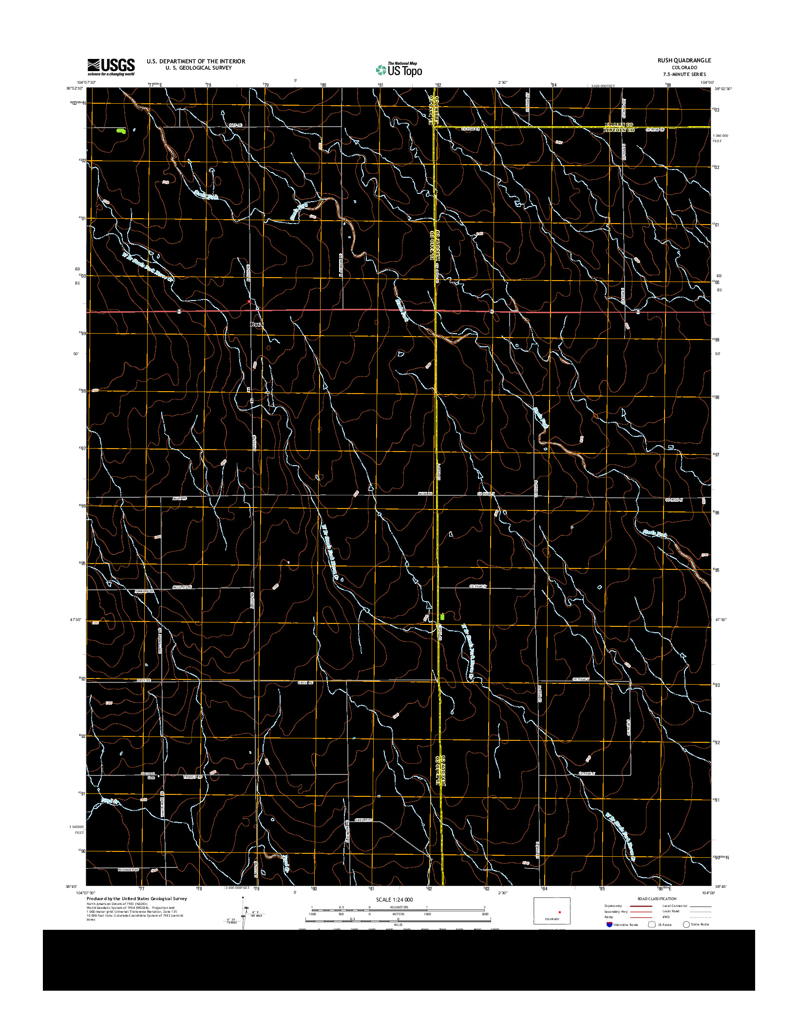 USGS US TOPO 7.5-MINUTE MAP FOR RUSH, CO 2013