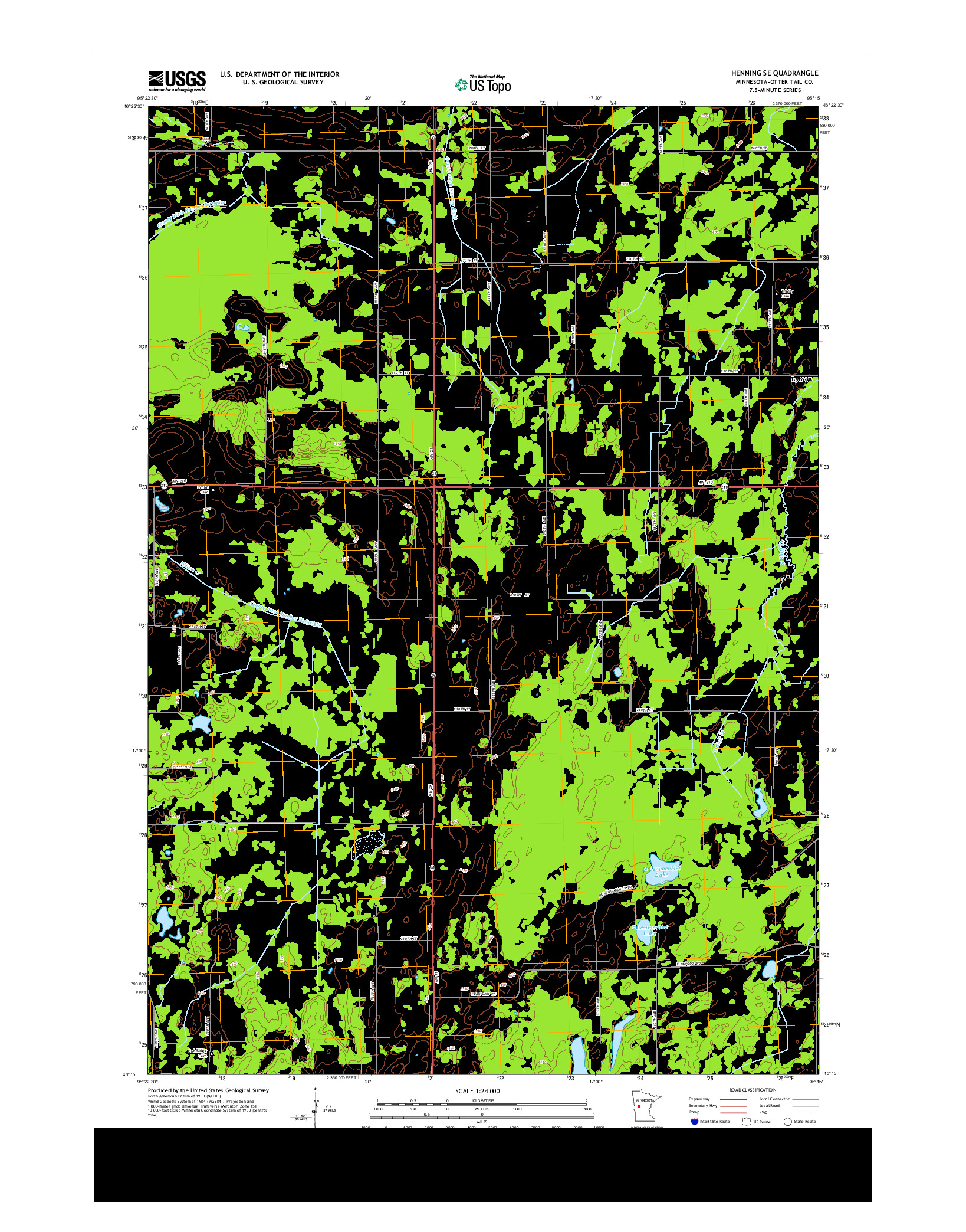 USGS US TOPO 7.5-MINUTE MAP FOR HENNING SE, MN 2013