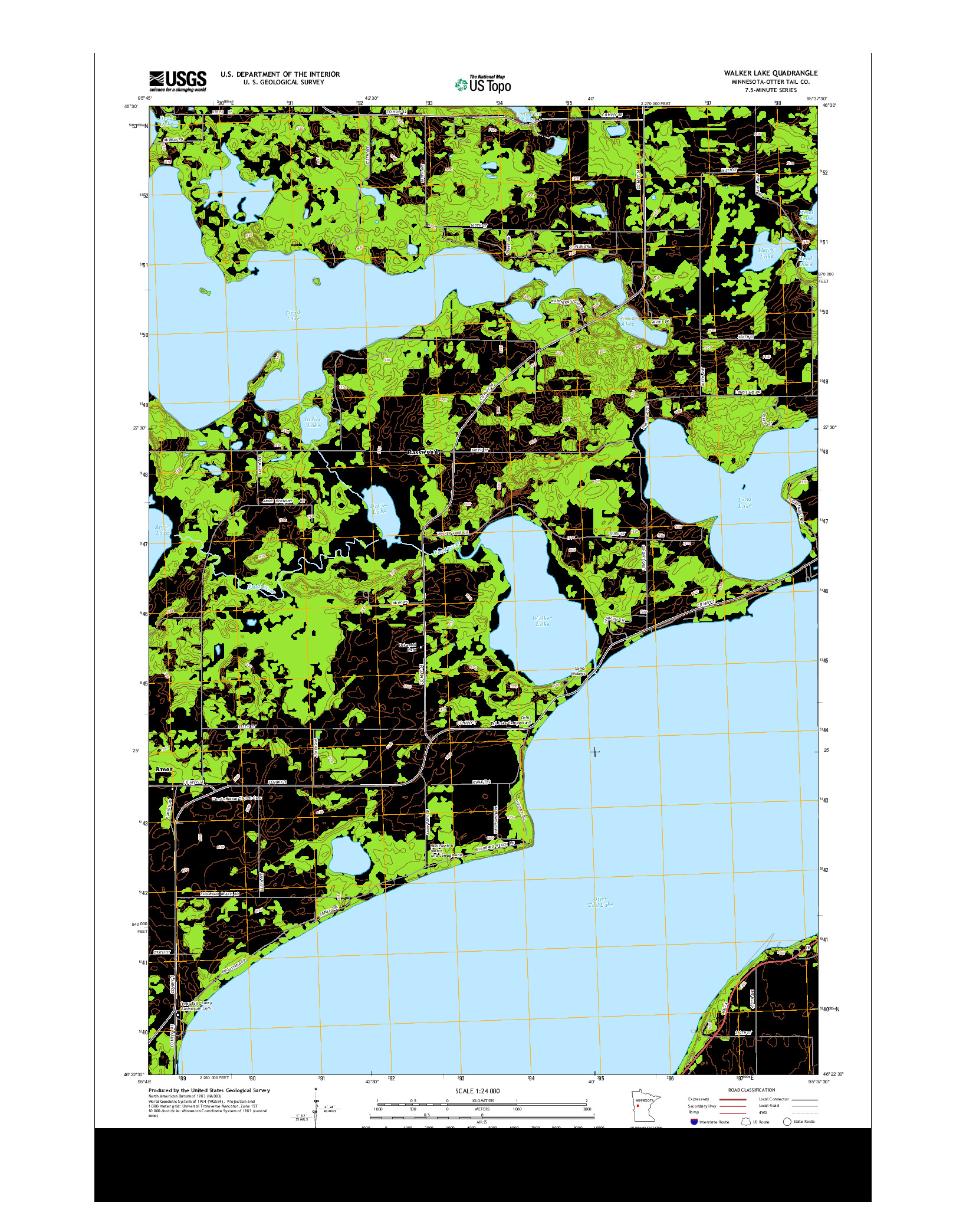 USGS US TOPO 7.5-MINUTE MAP FOR WALKER LAKE, MN 2013