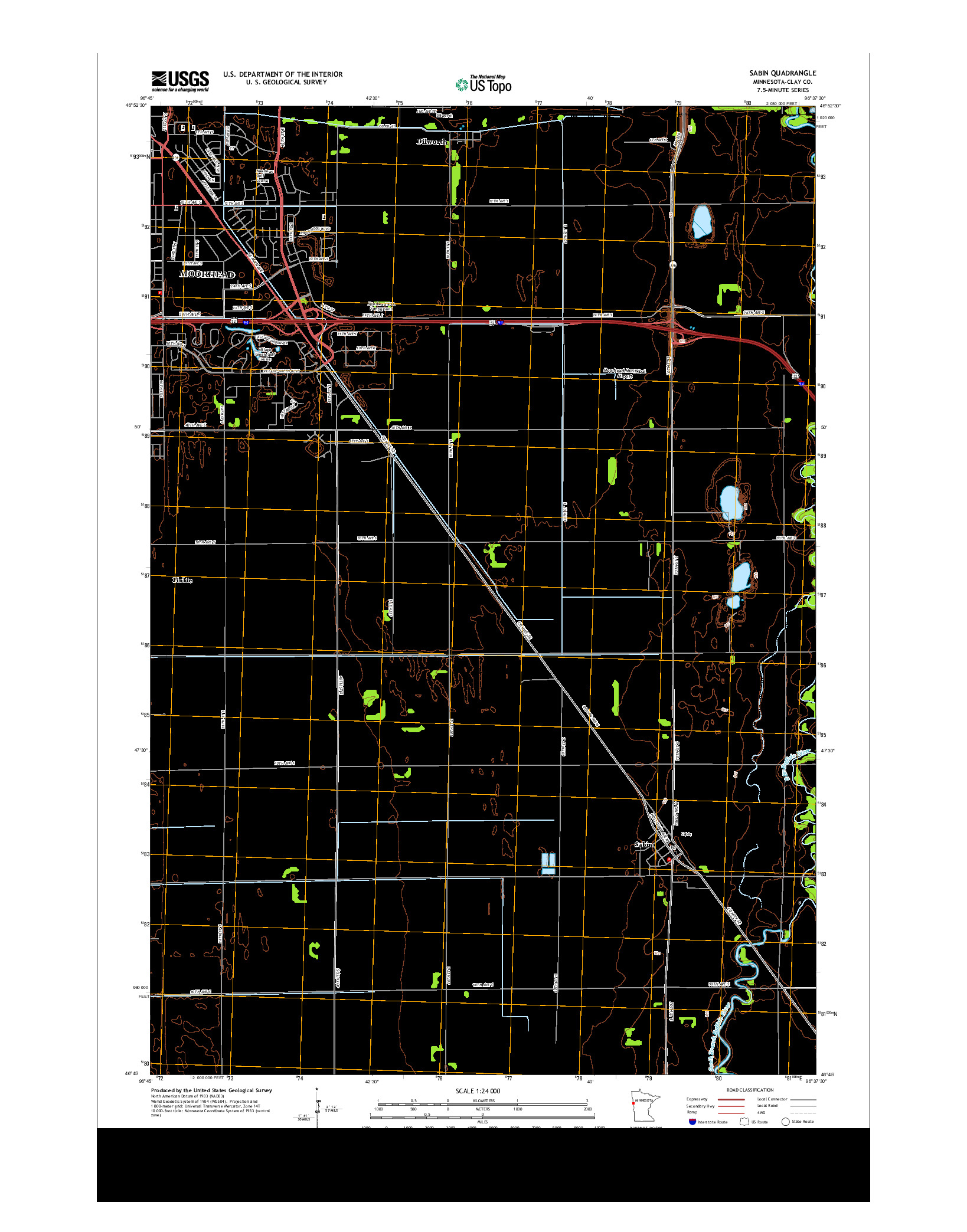 USGS US TOPO 7.5-MINUTE MAP FOR SABIN, MN 2013