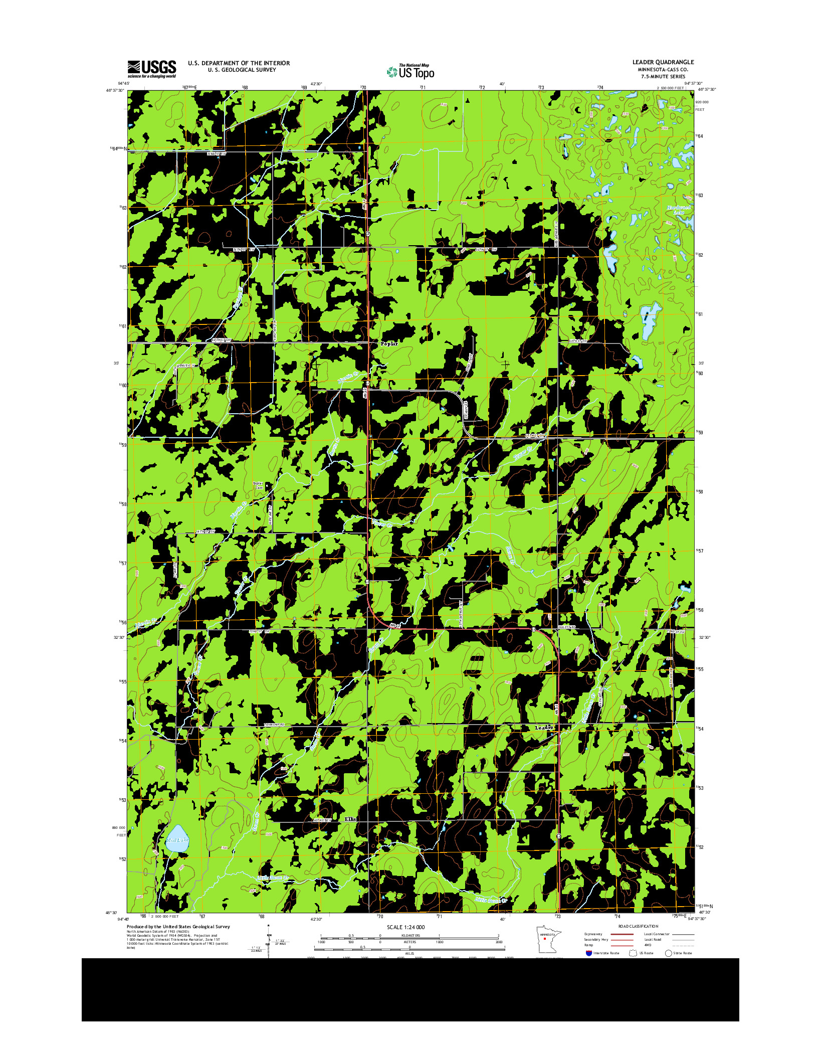 USGS US TOPO 7.5-MINUTE MAP FOR LEADER, MN 2013