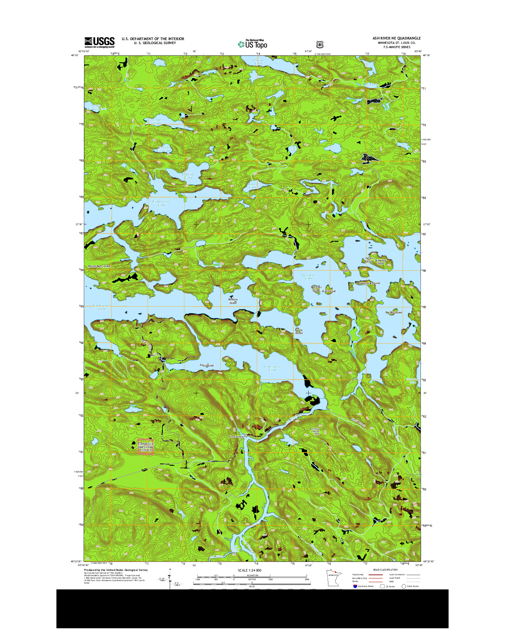 USGS US TOPO 7.5-MINUTE MAP FOR ASH RIVER NE, MN 2013