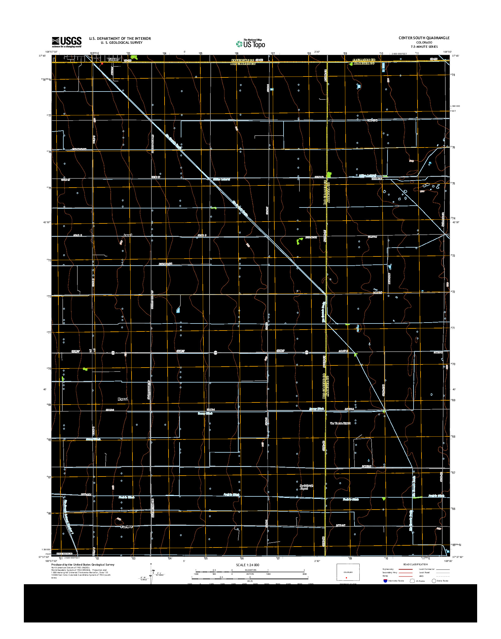 USGS US TOPO 7.5-MINUTE MAP FOR CENTER SOUTH, CO 2013