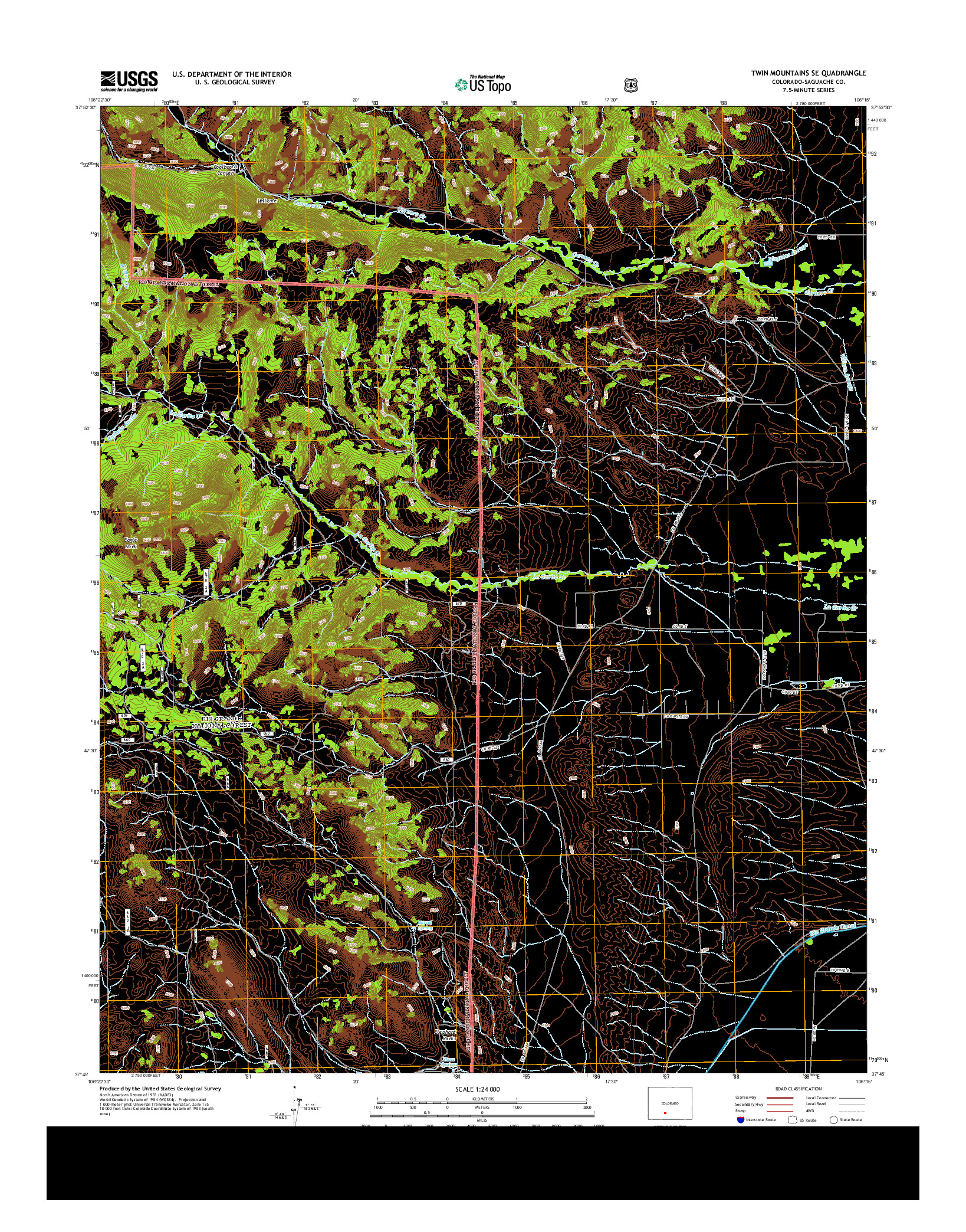 USGS US TOPO 7.5-MINUTE MAP FOR TWIN MOUNTAINS SE, CO 2013