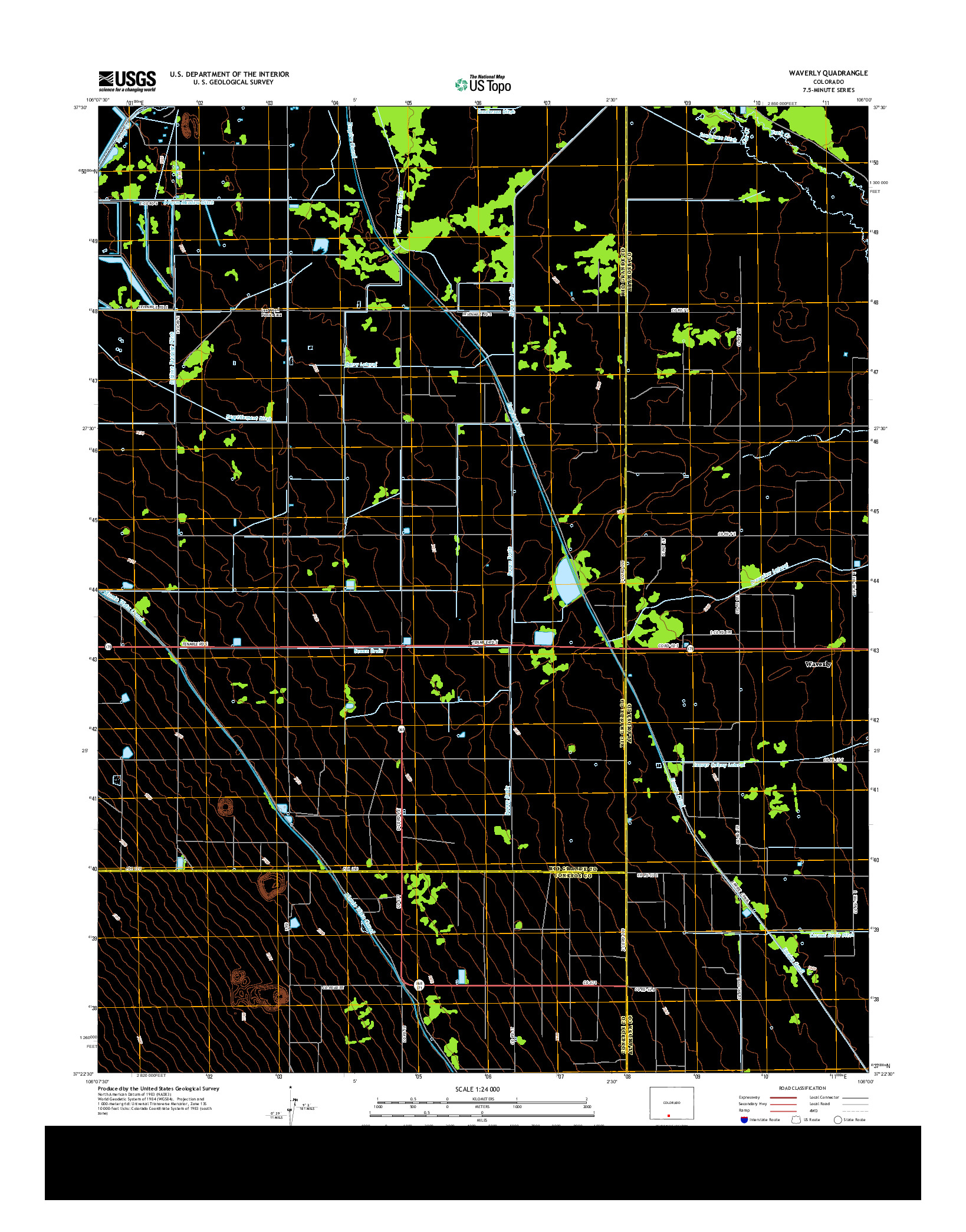 USGS US TOPO 7.5-MINUTE MAP FOR WAVERLY, CO 2013