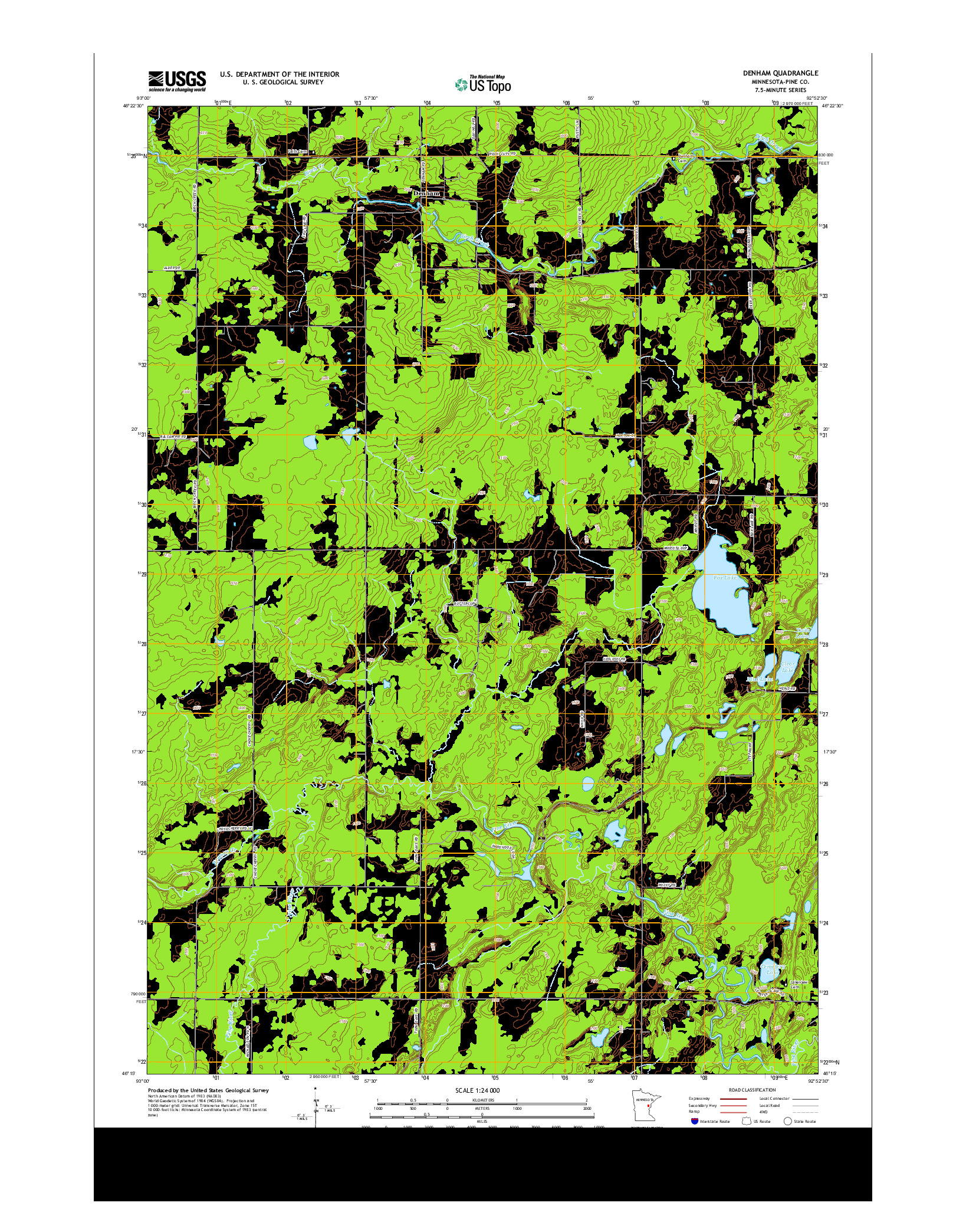 USGS US TOPO 7.5-MINUTE MAP FOR DENHAM, MN 2013