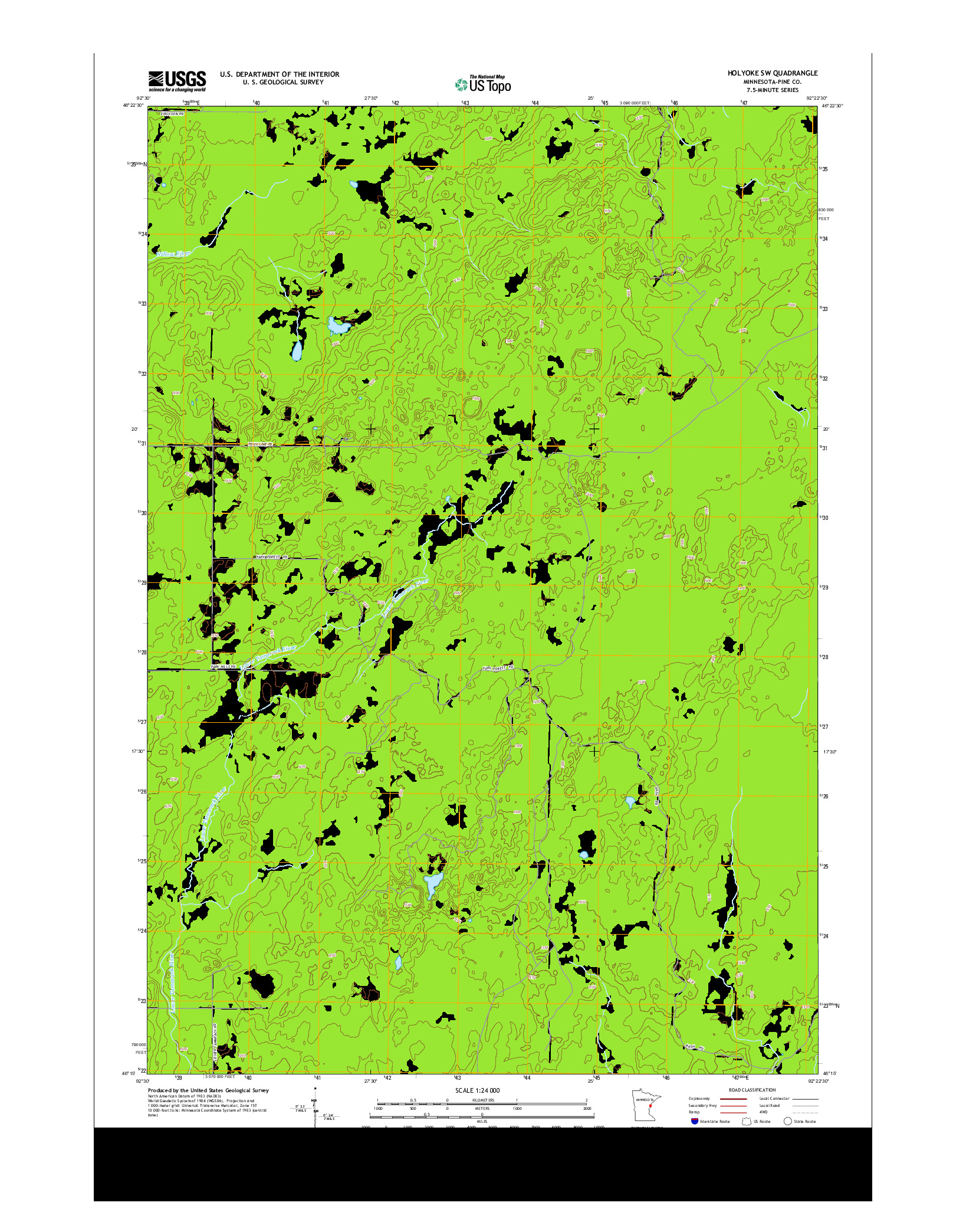 USGS US TOPO 7.5-MINUTE MAP FOR HOLYOKE SW, MN 2013