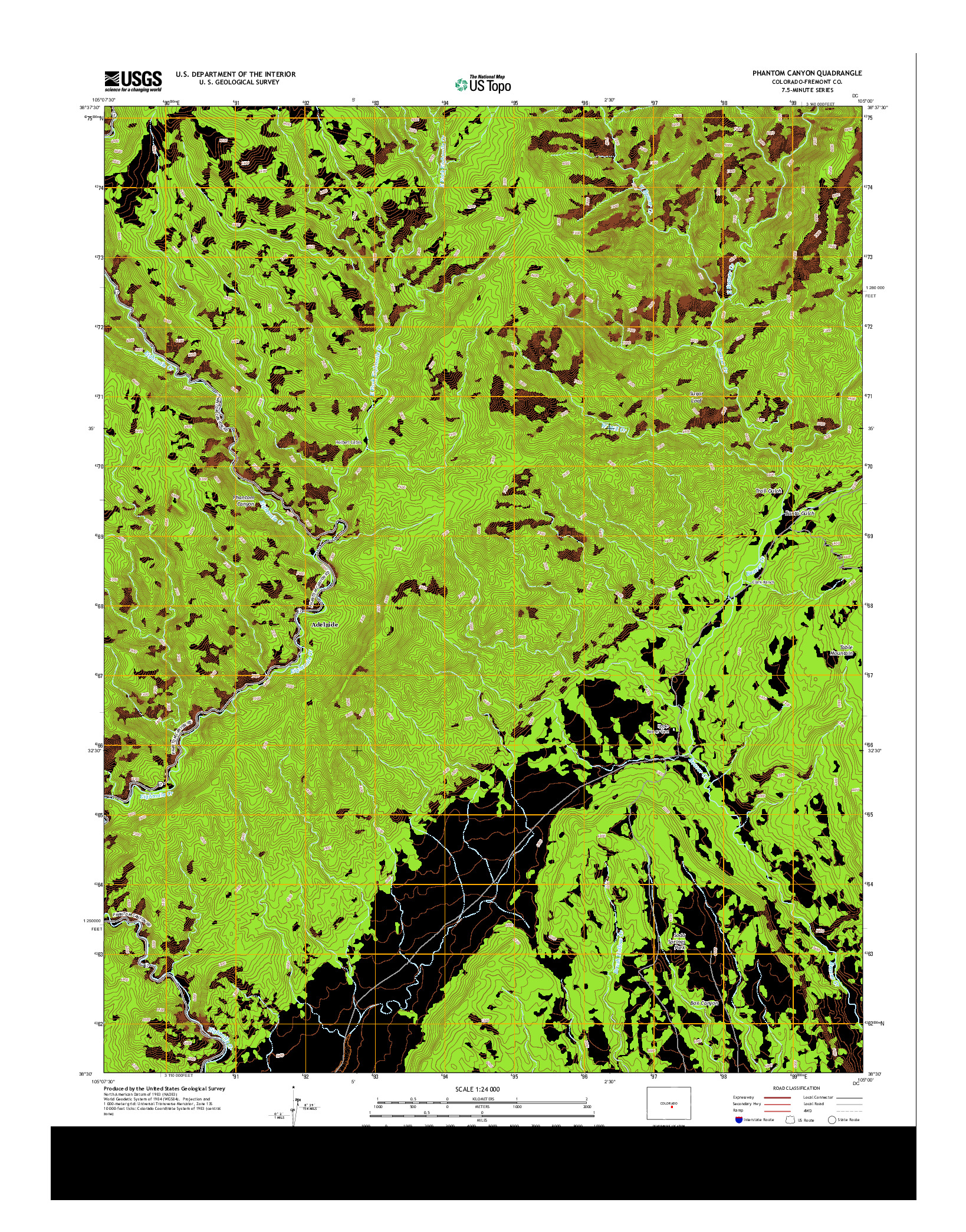 USGS US TOPO 7.5-MINUTE MAP FOR PHANTOM CANYON, CO 2013