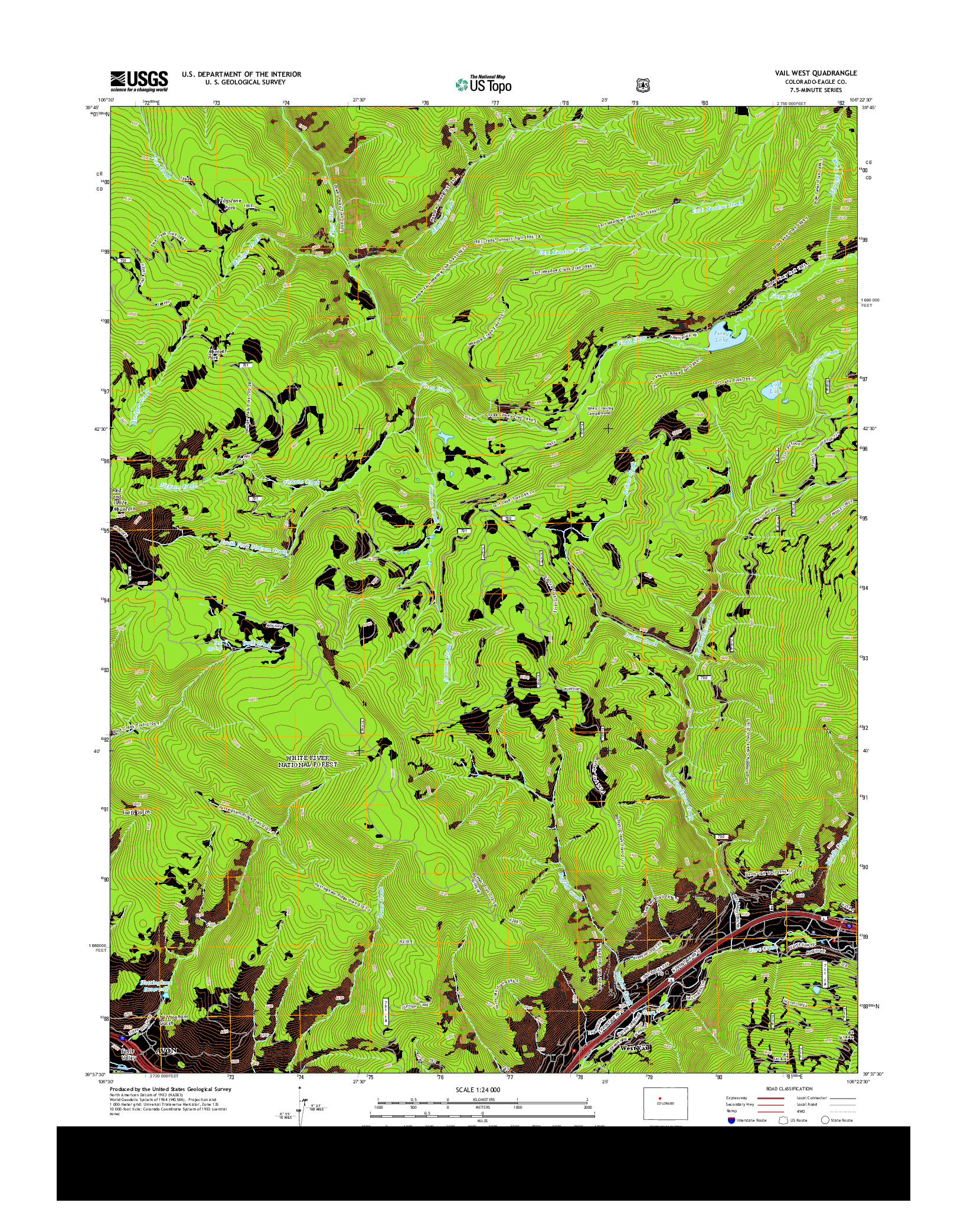 USGS US TOPO 7.5-MINUTE MAP FOR VAIL WEST, CO 2013