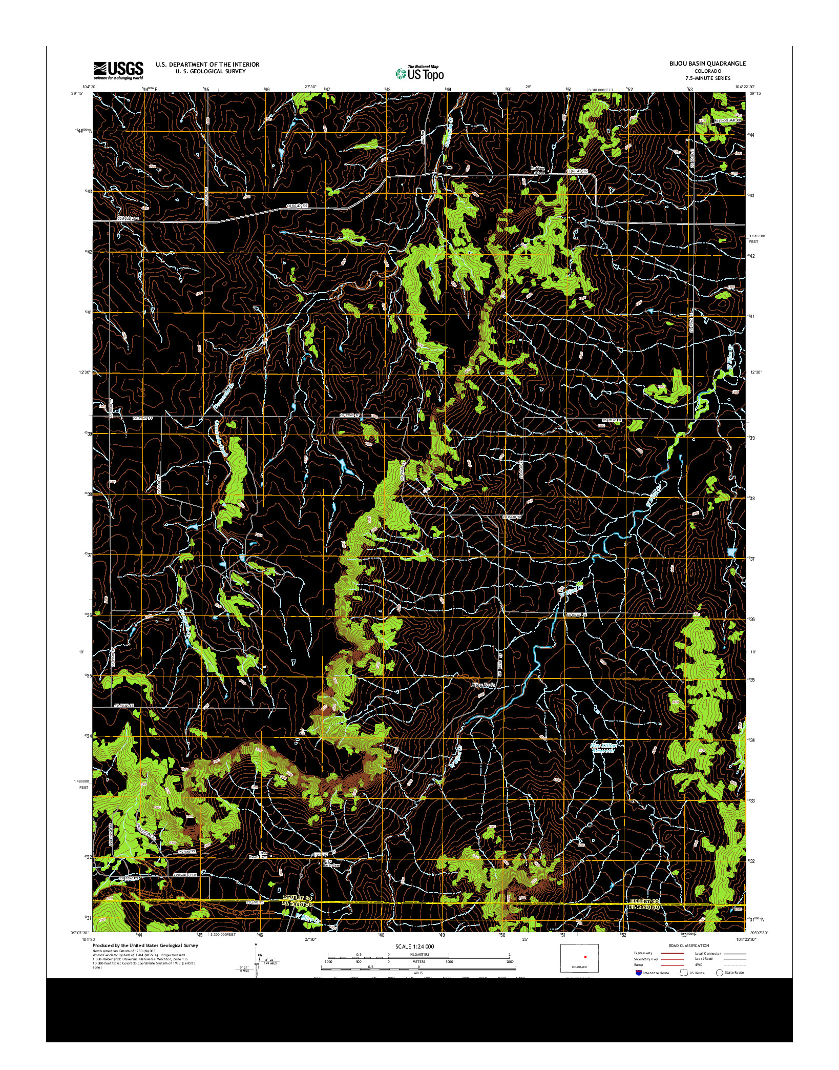 USGS US TOPO 7.5-MINUTE MAP FOR BIJOU BASIN, CO 2013