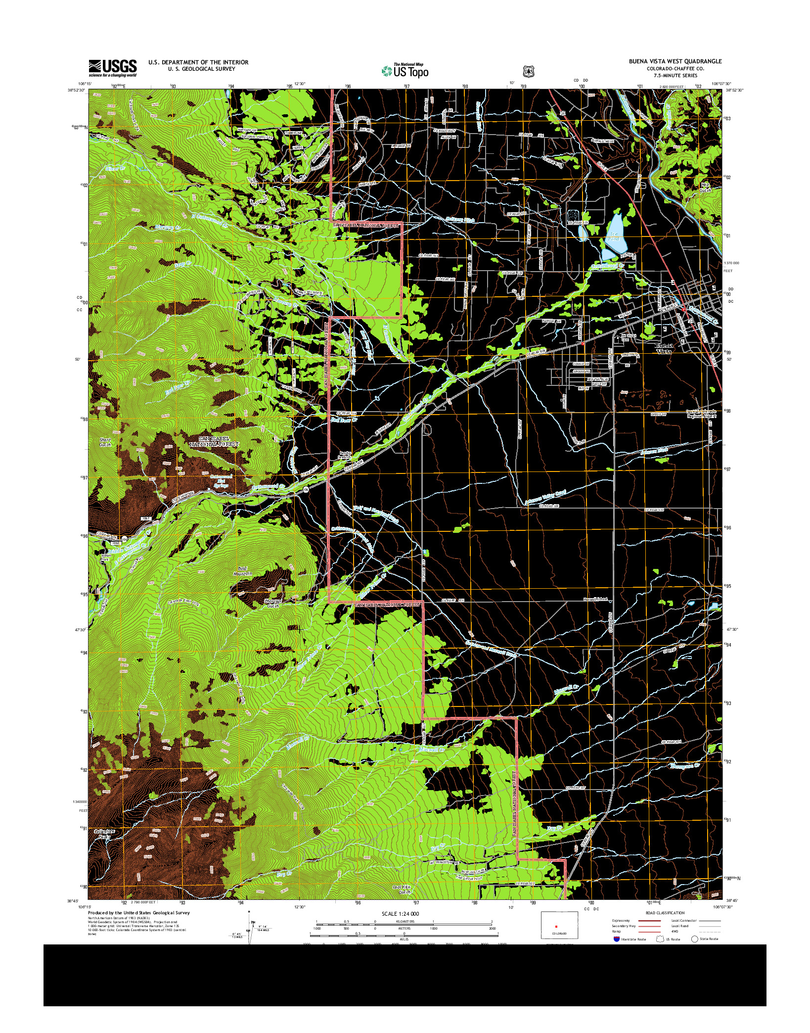 USGS US TOPO 7.5-MINUTE MAP FOR BUENA VISTA WEST, CO 2013