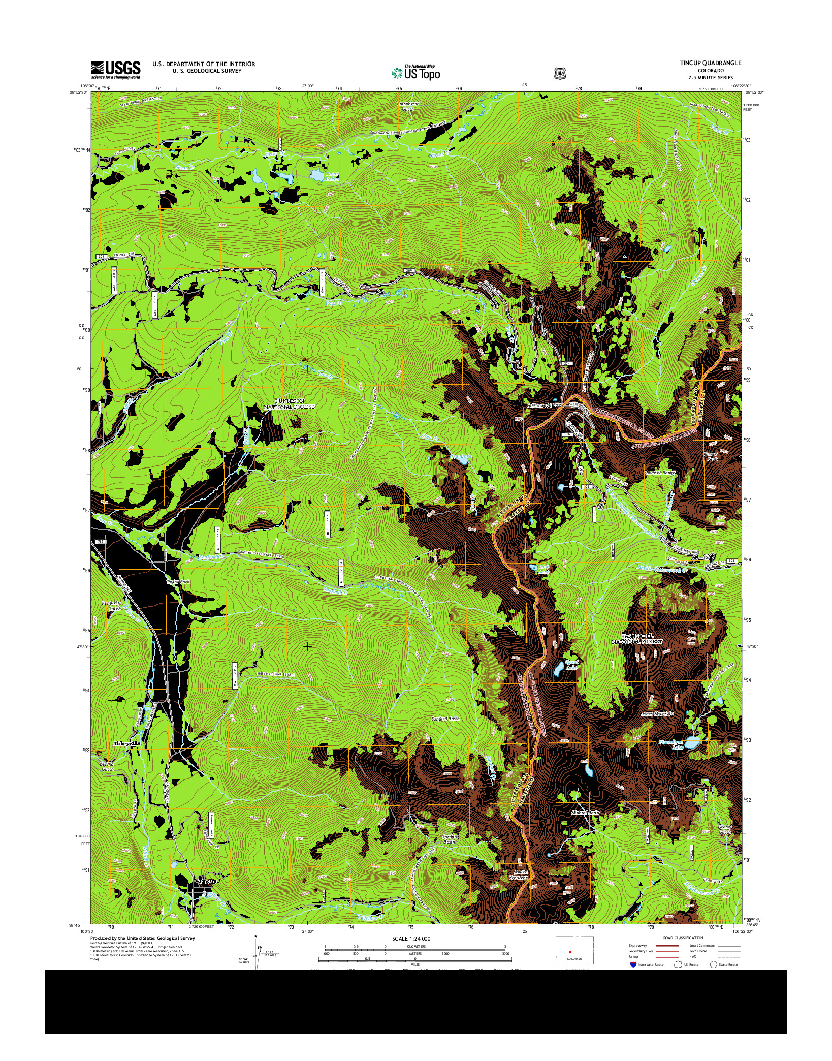 USGS US TOPO 7.5-MINUTE MAP FOR TINCUP, CO 2013