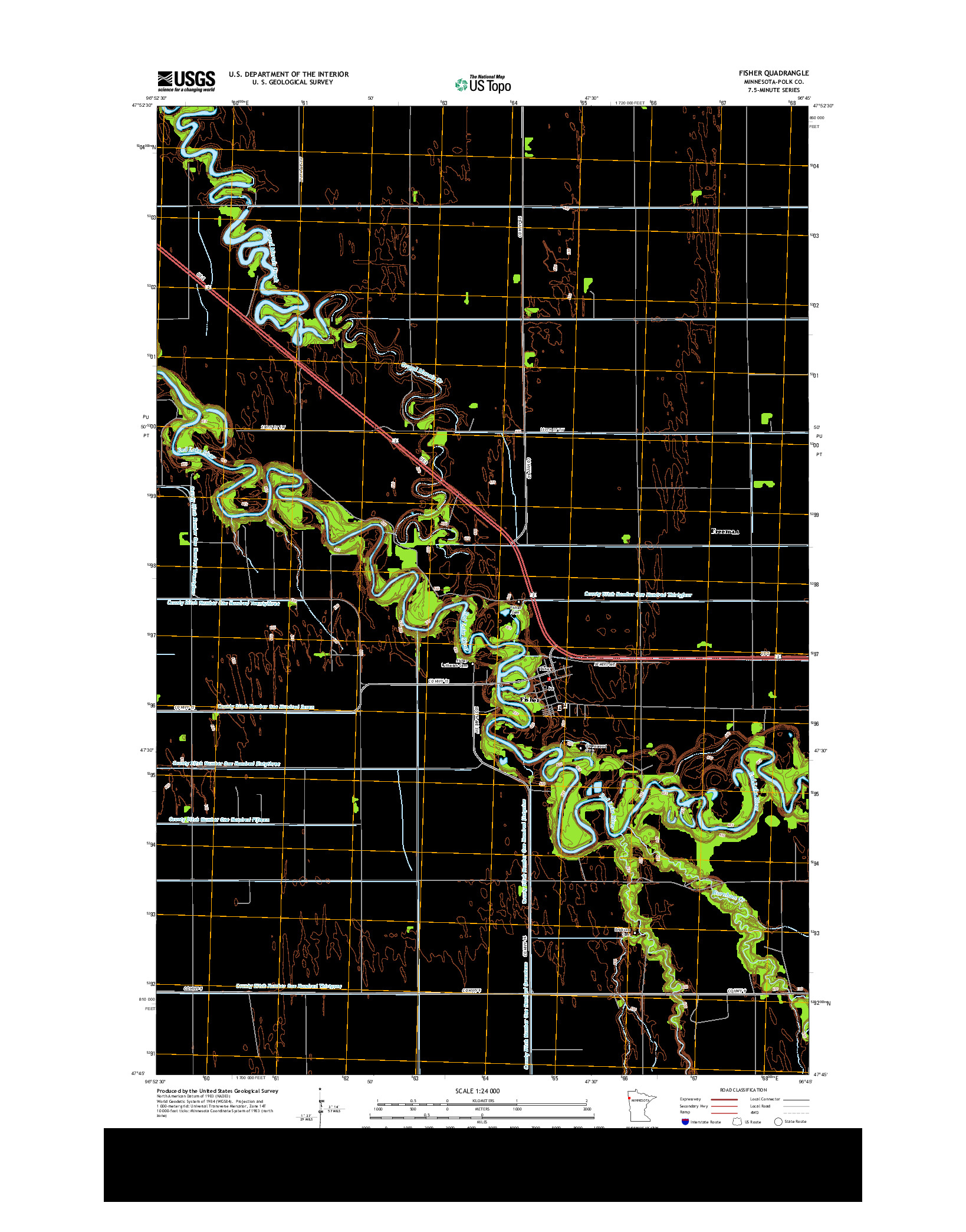 USGS US TOPO 7.5-MINUTE MAP FOR FISHER, MN 2013