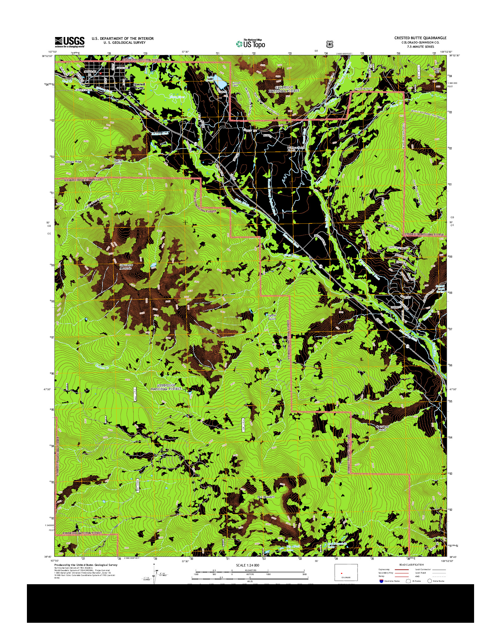 USGS US TOPO 7.5-MINUTE MAP FOR CRESTED BUTTE, CO 2013