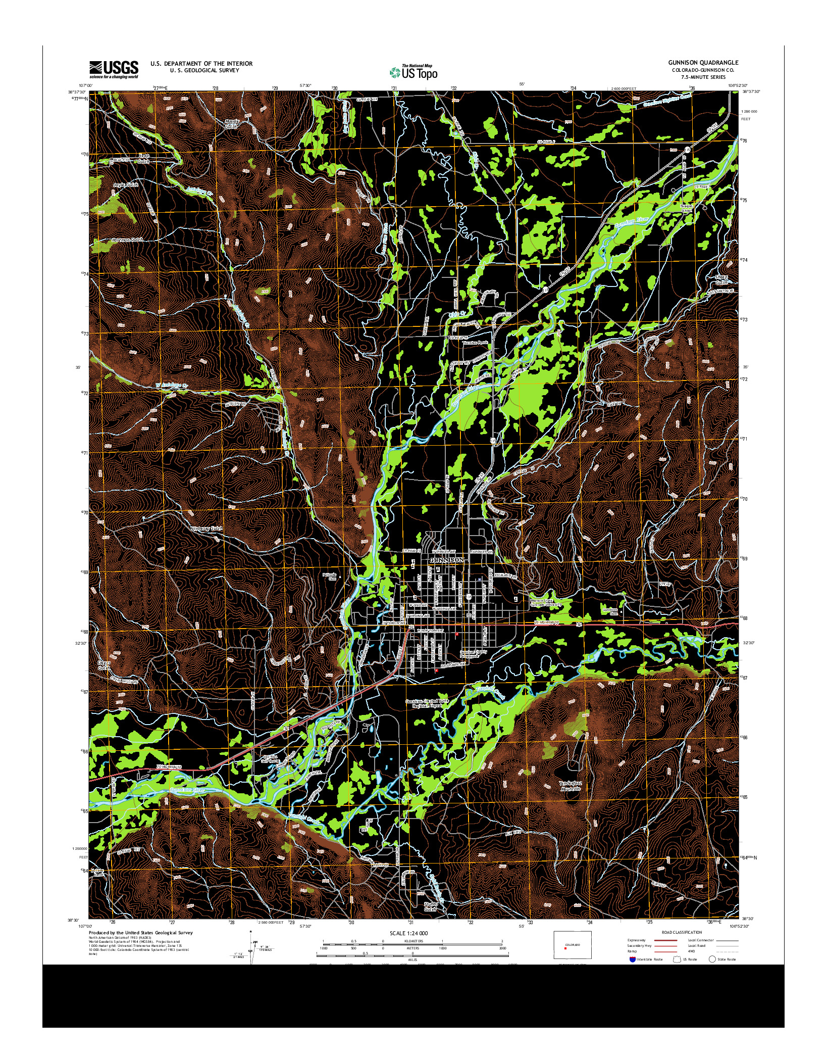 USGS US TOPO 7.5-MINUTE MAP FOR GUNNISON, CO 2013