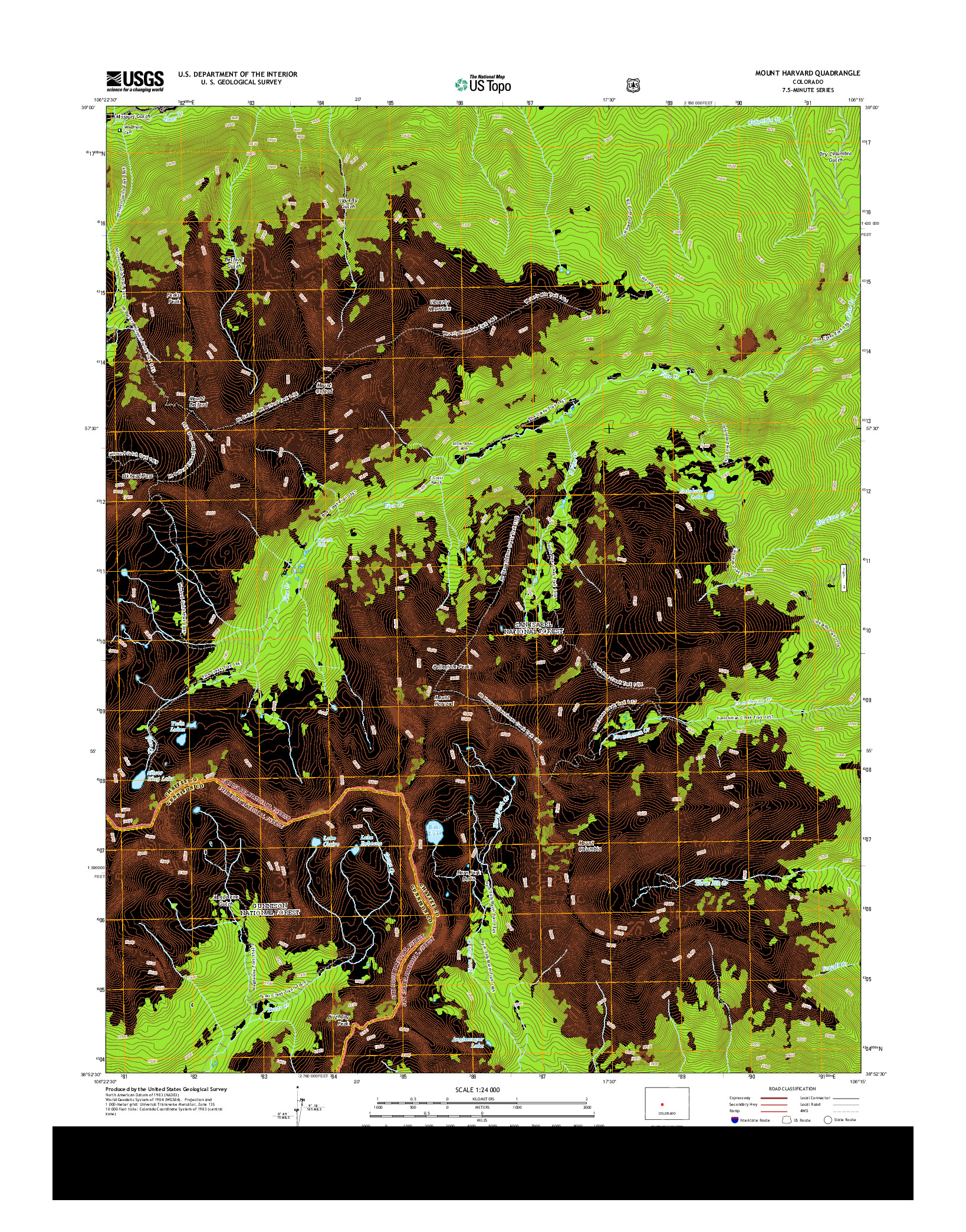 USGS US TOPO 7.5-MINUTE MAP FOR MOUNT HARVARD, CO 2013