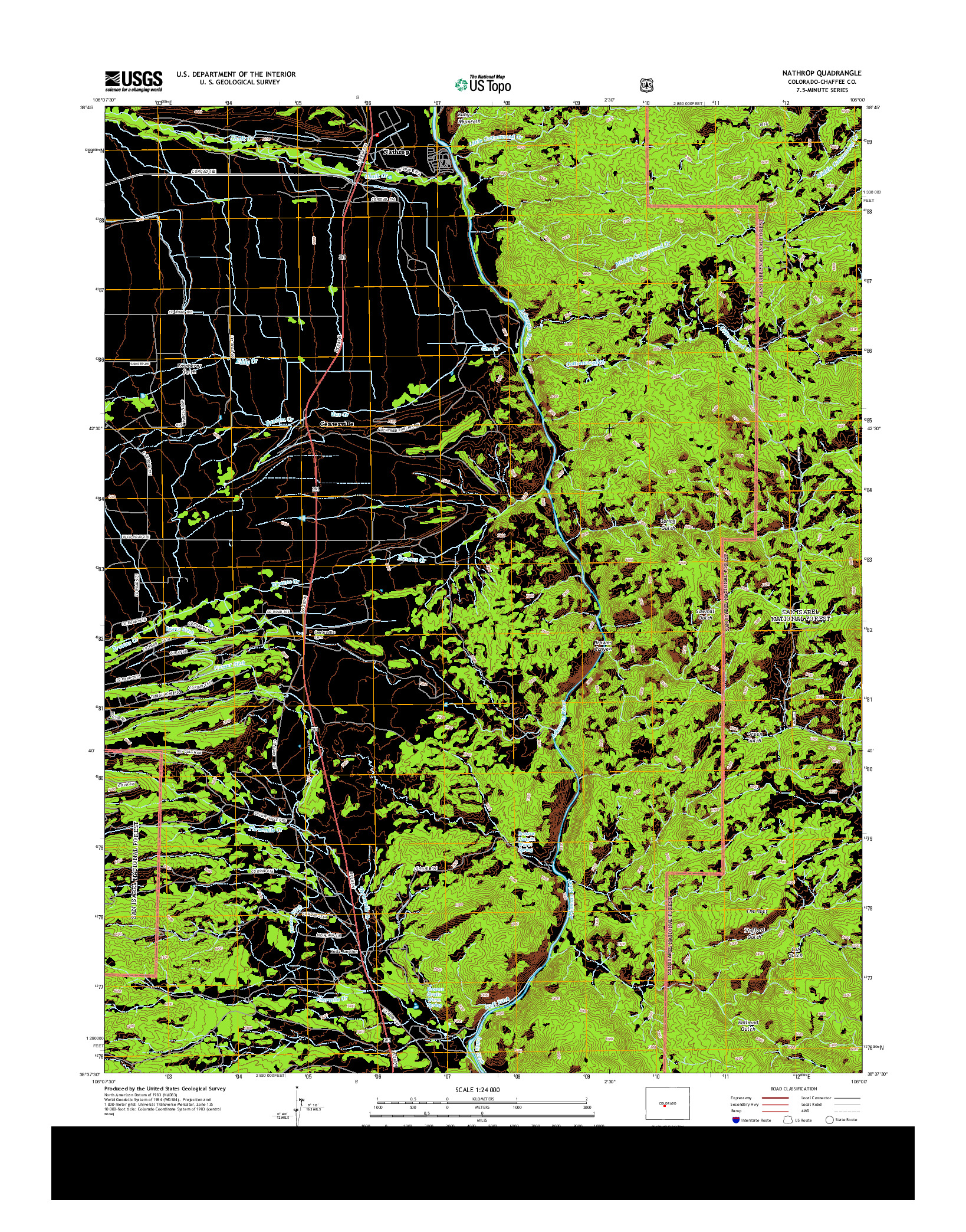 USGS US TOPO 7.5-MINUTE MAP FOR NATHROP, CO 2013