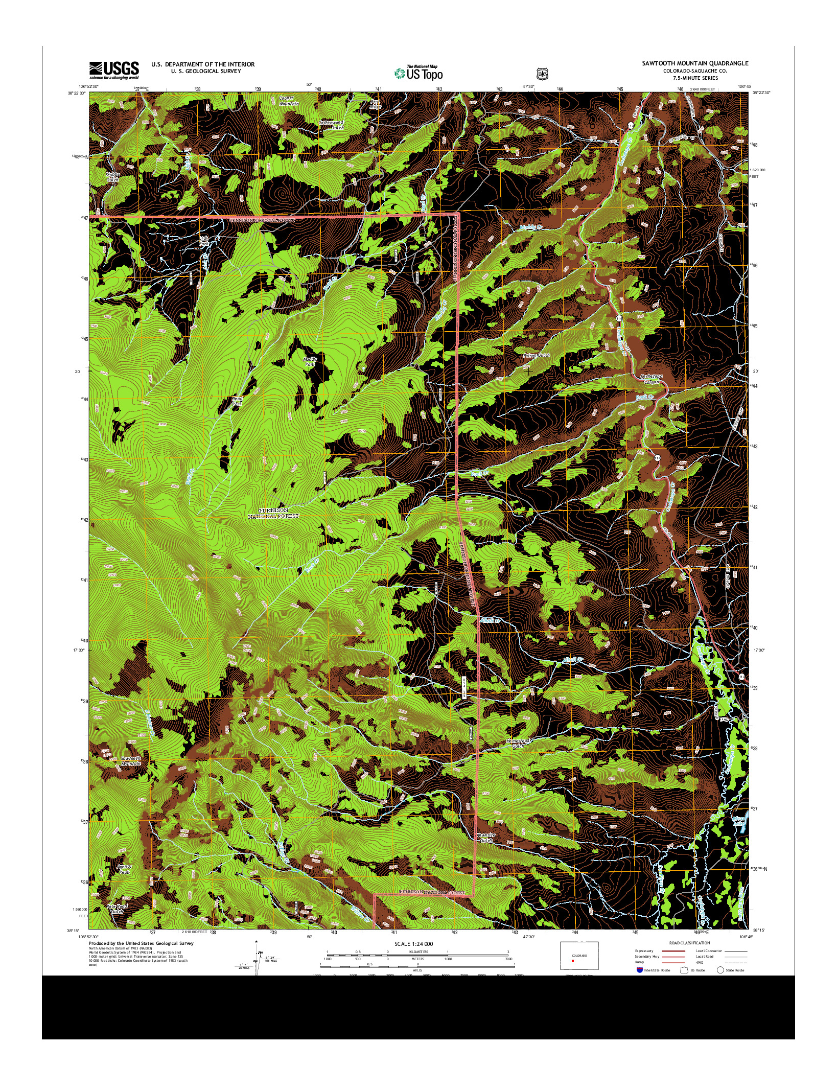 USGS US TOPO 7.5-MINUTE MAP FOR SAWTOOTH MOUNTAIN, CO 2013