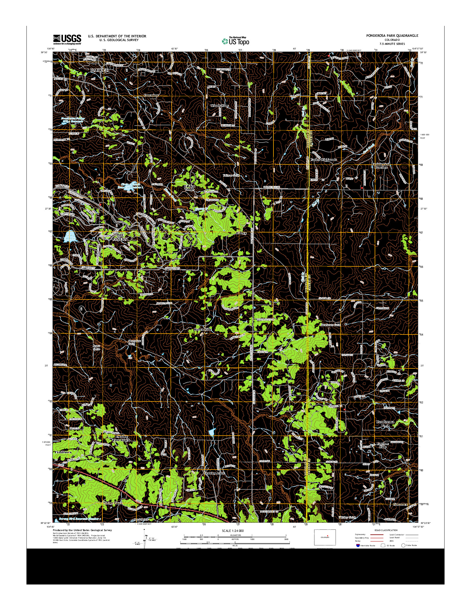 USGS US TOPO 7.5-MINUTE MAP FOR PONDEROSA PARK, CO 2013